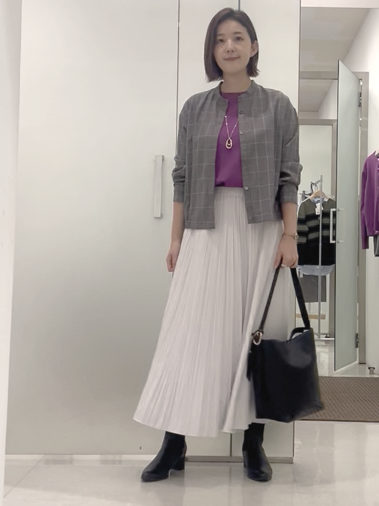 まどかさんの「UNTITLED｜【セットアップ可/秋羽織り】メランジツイルシャツ」を使ったコーディネート