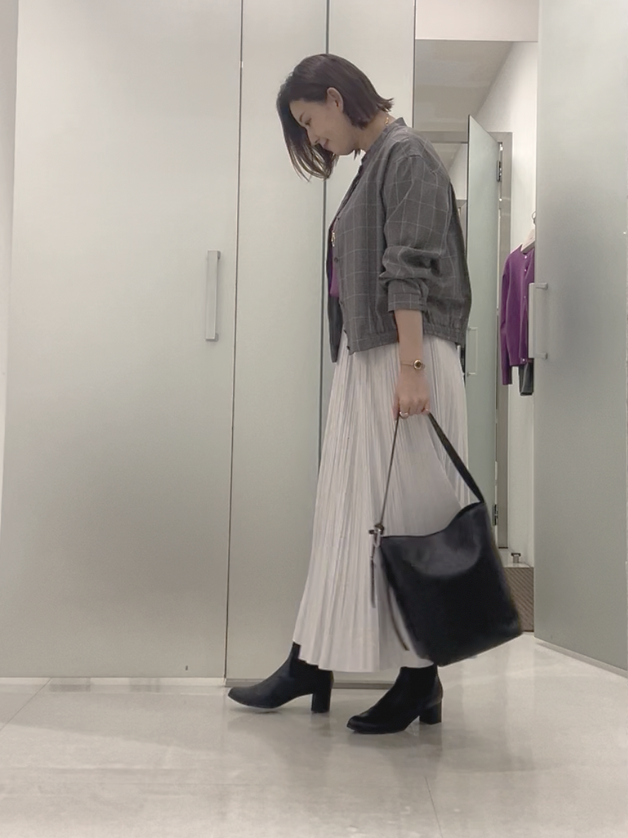 まどかさんの「UNTITLED｜【セットアップ可/秋羽織り】メランジツイルシャツ」を使ったコーディネート