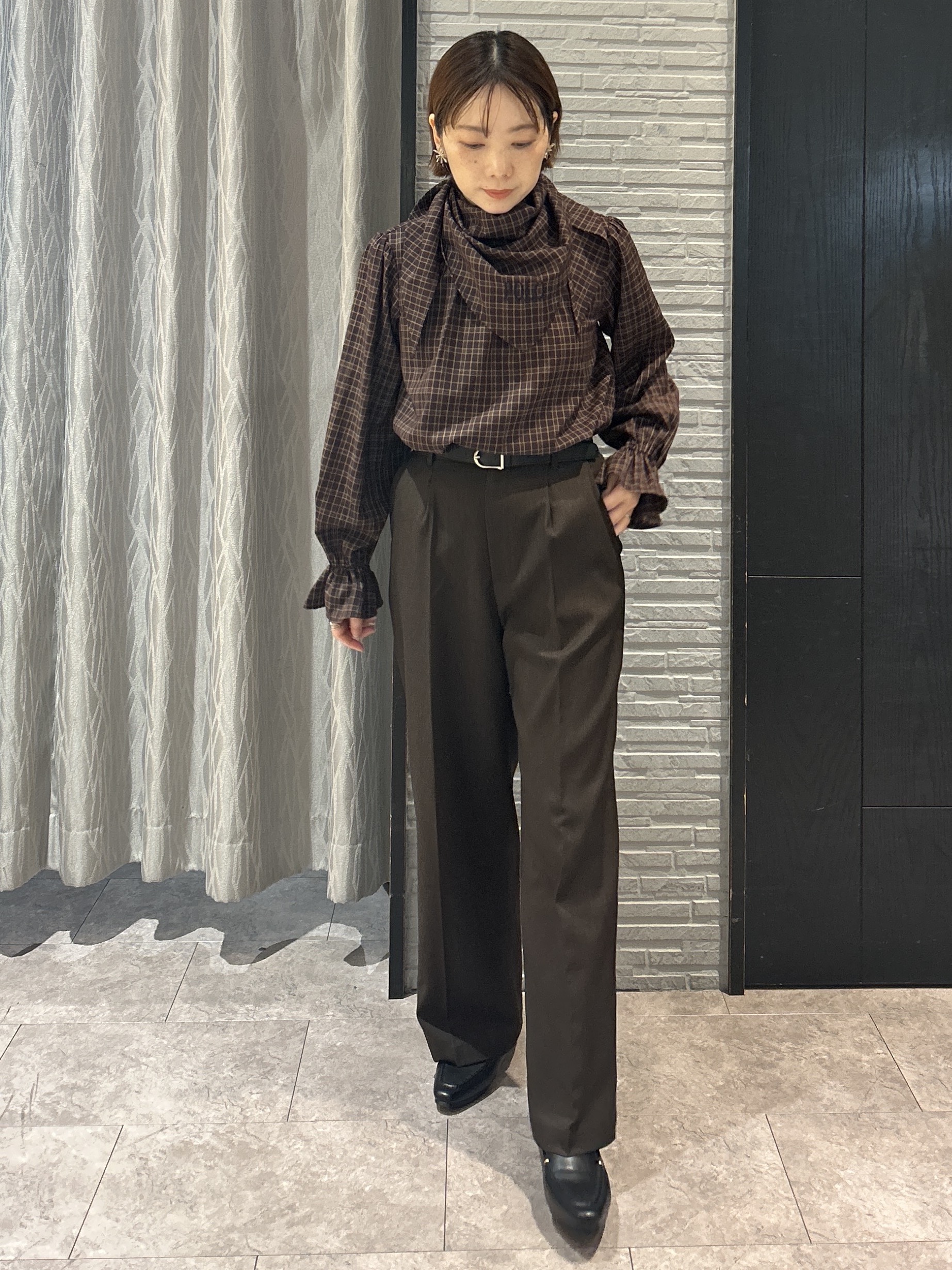 ga_riさんの「THE SHOP TK｜POLO BCS/チェックスカーフ付きブラウス」を使ったコーディネート
