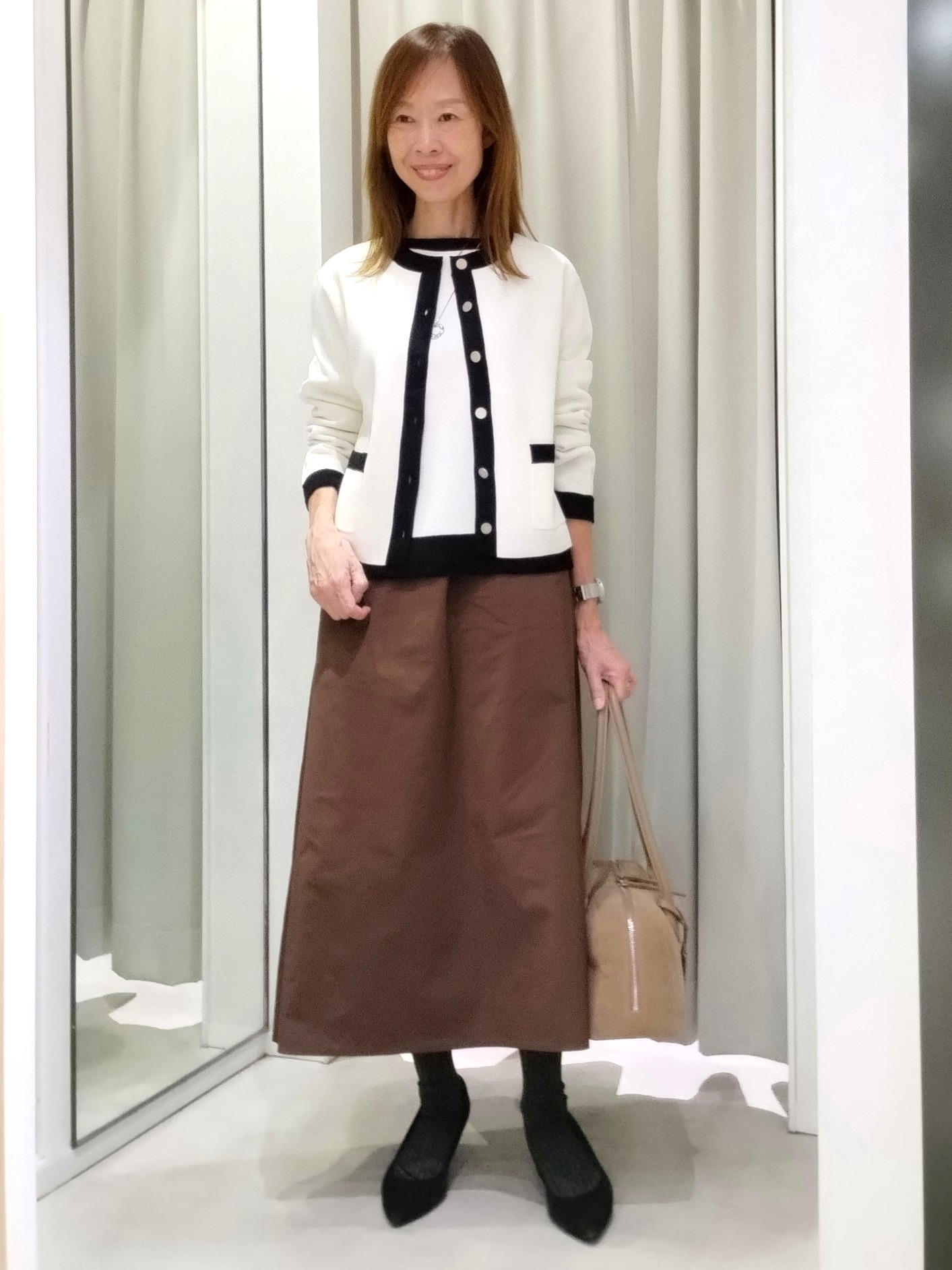 もりさんの「UNTITLED｜【アンサンブル可/ジャケットライク】モールラインカーディガン」を使ったコーディネート