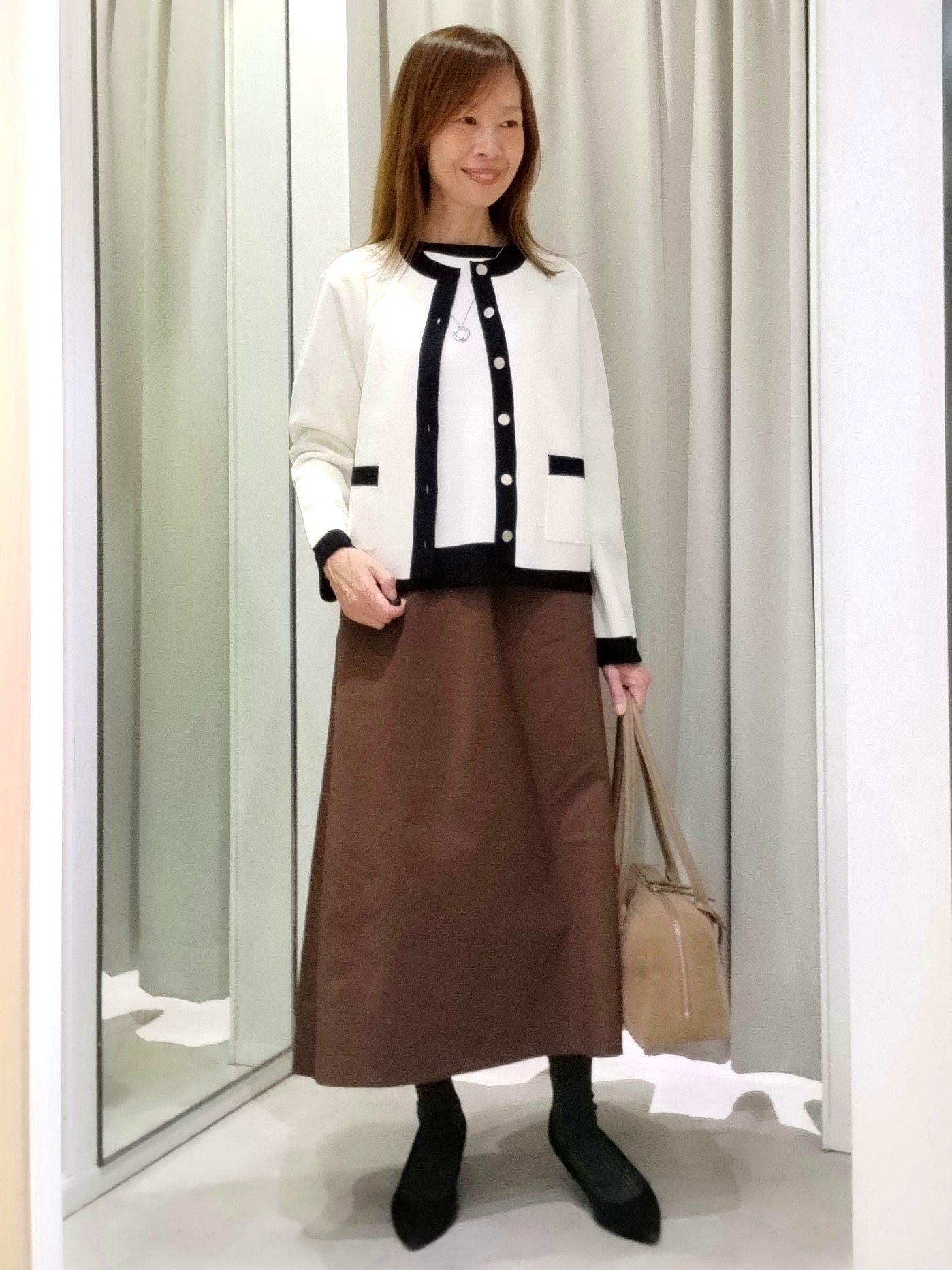 もりさんの「UNTITLED｜【アンサンブル可/ジャケットライク】モールラインカーディガン」を使ったコーディネート