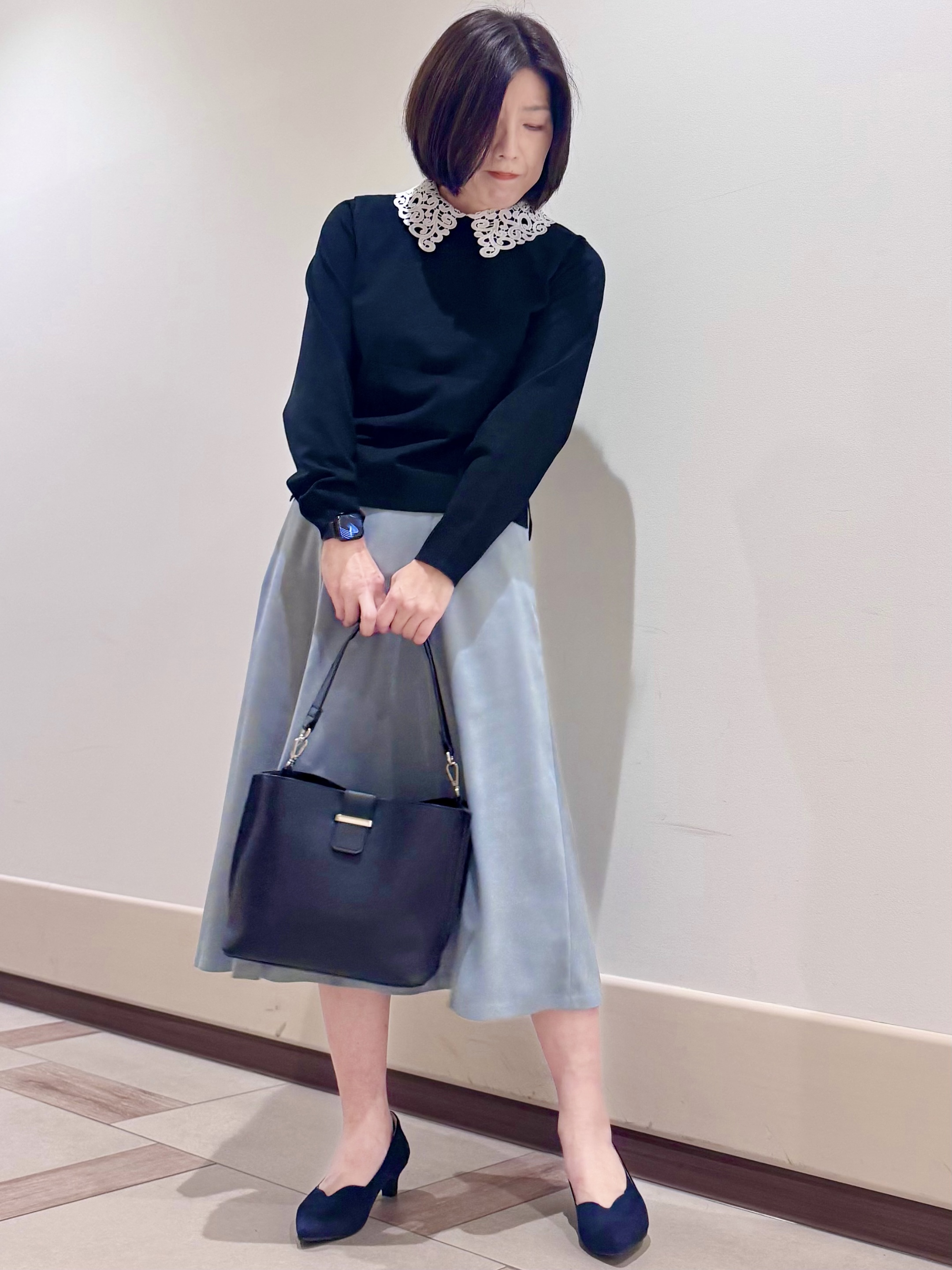 kaeさんの「Reflect｜【付け衿】レース衿付きストレッチニット」を使ったコーディネート