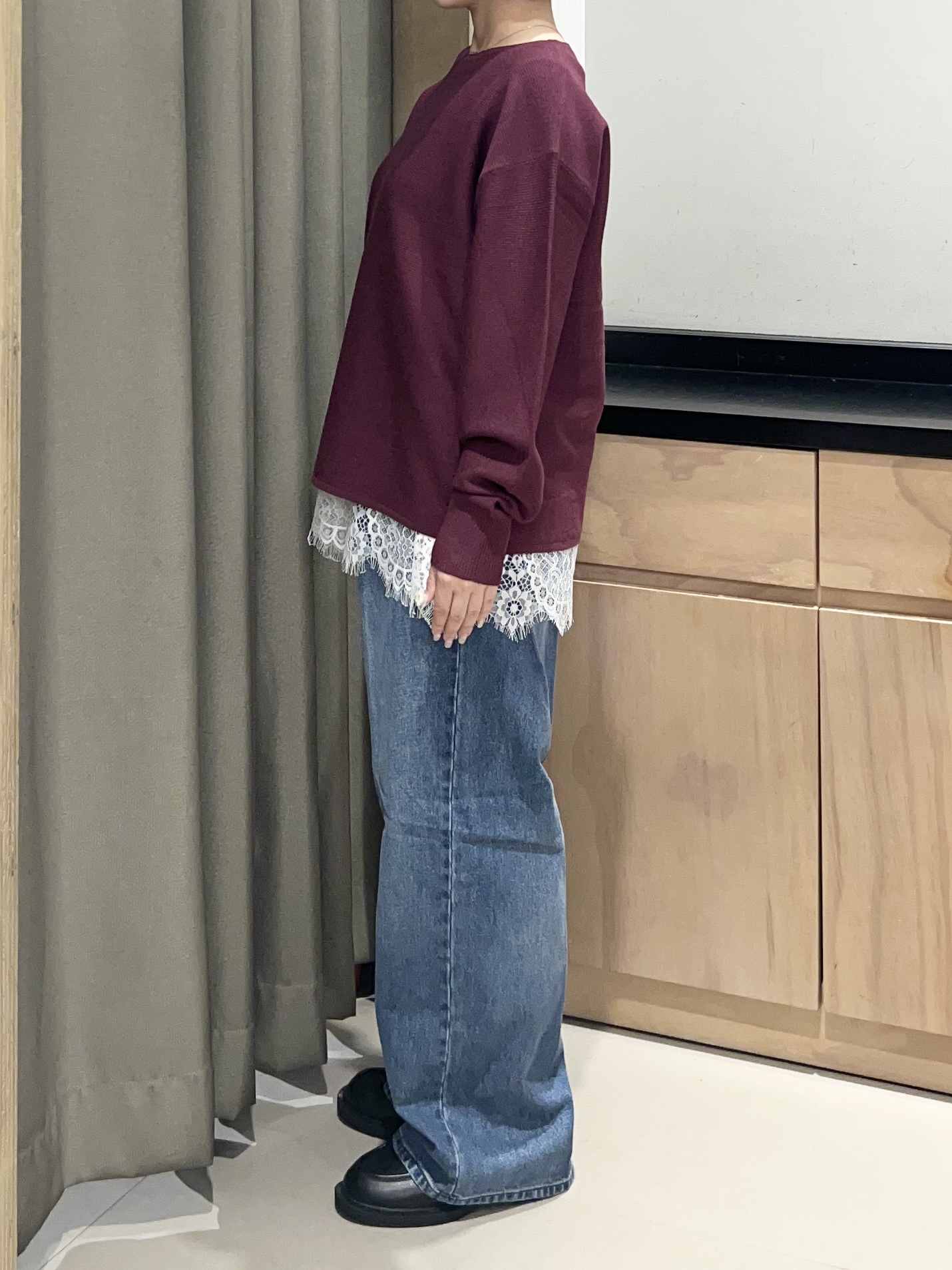 かのさんの「THE SHOP TK｜【毛玉防止/蓄熱/洗える】美映えガーターニット」を使ったコーディネート