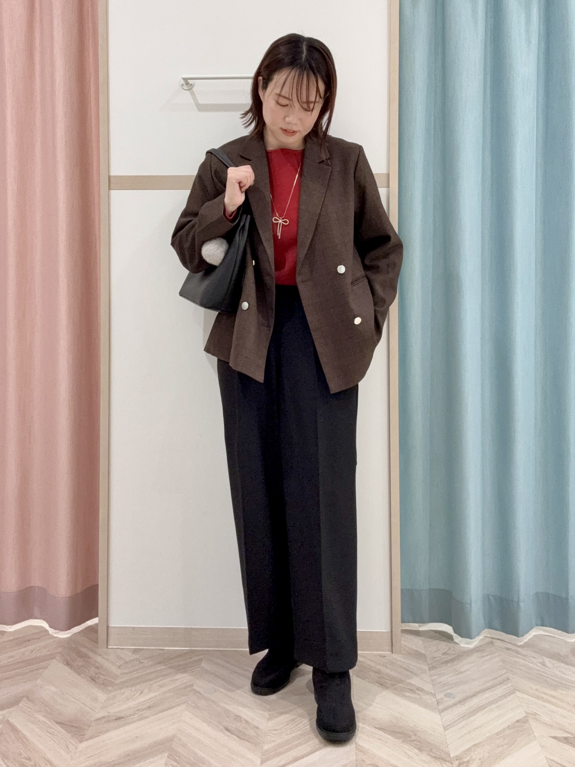kさんの「SHOO･LA･RUE｜【セットアップ可/洗濯後しわになりにくい】ウールフィール ダブルジャケット」を使ったコーディネート