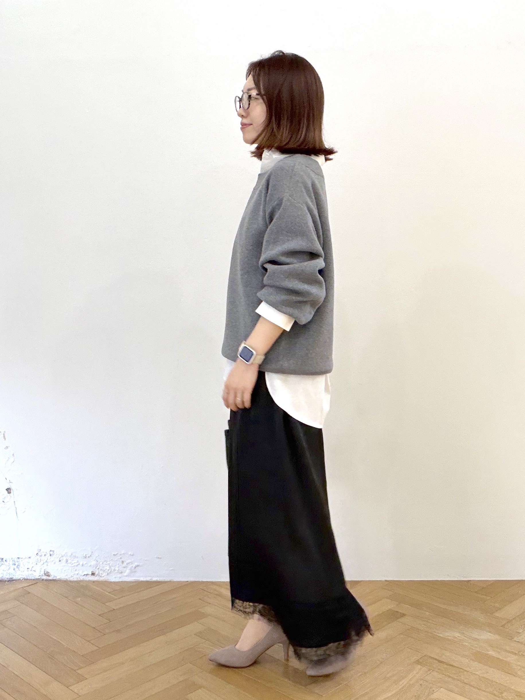 saoriさんの「スウェットライクニット」を使ったコーディネート