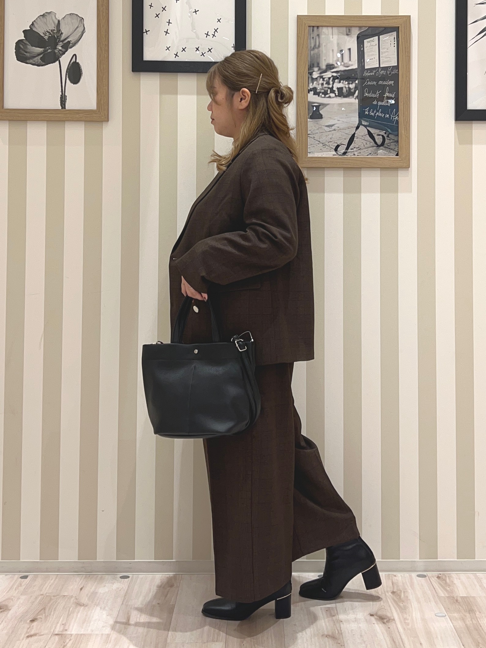 mさんの「SHOO･LA･RUE｜【セットアップ可/洗濯後しわになりにくい】ウールフィール ダブルジャケット」を使ったコーディネート