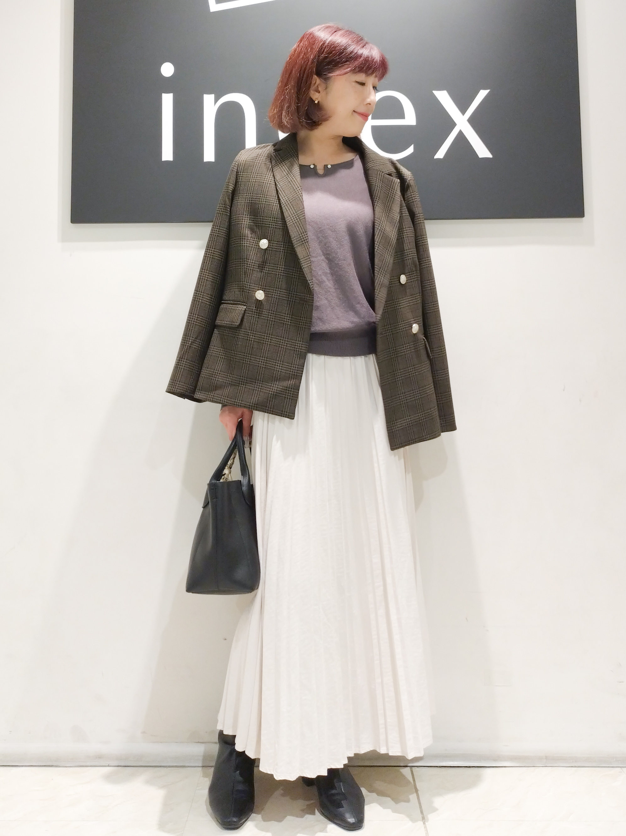 n.さんの「index｜【セットアップ可】ストレッチツイルダブルブレストテーラードジャケット《洗濯機OK／防シワ》」を使ったコーディネート