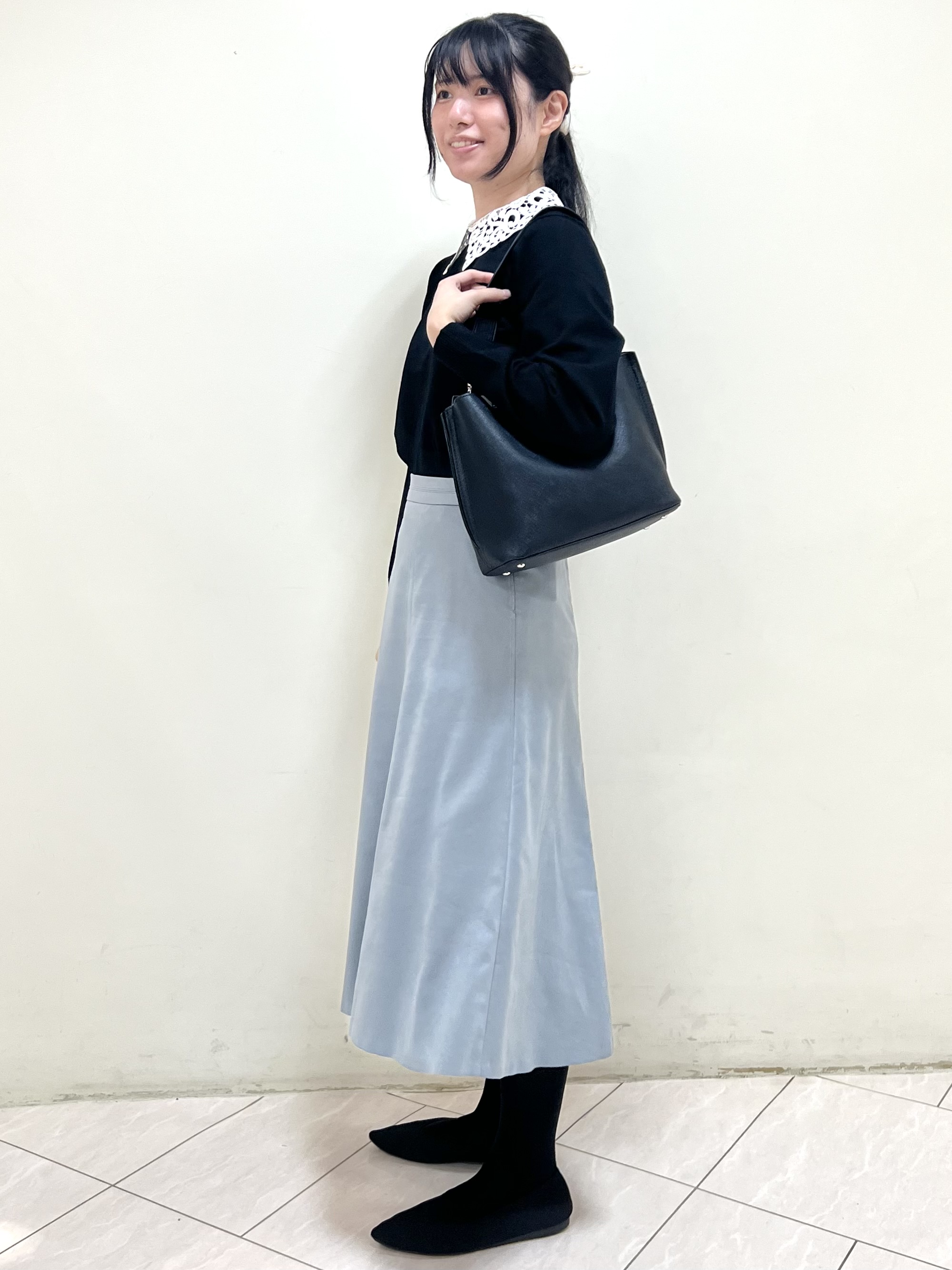 yanaさんの「Reflect｜【付け衿】レース衿付きストレッチニット」を使ったコーディネート