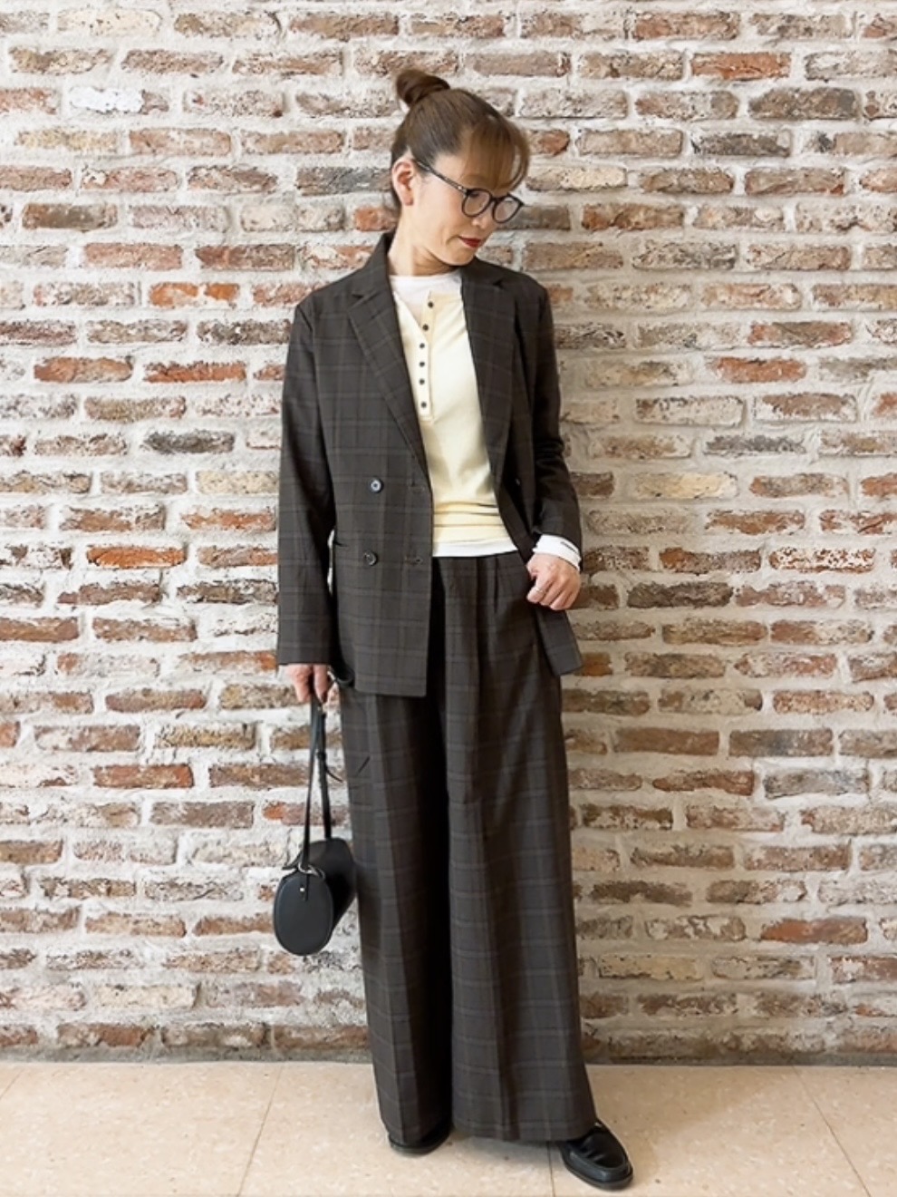 Yasucoさんの「Dessin｜【セットアップ可/洗える】先染ウールライクチェック ダブルジャケット」を使ったコーディネート