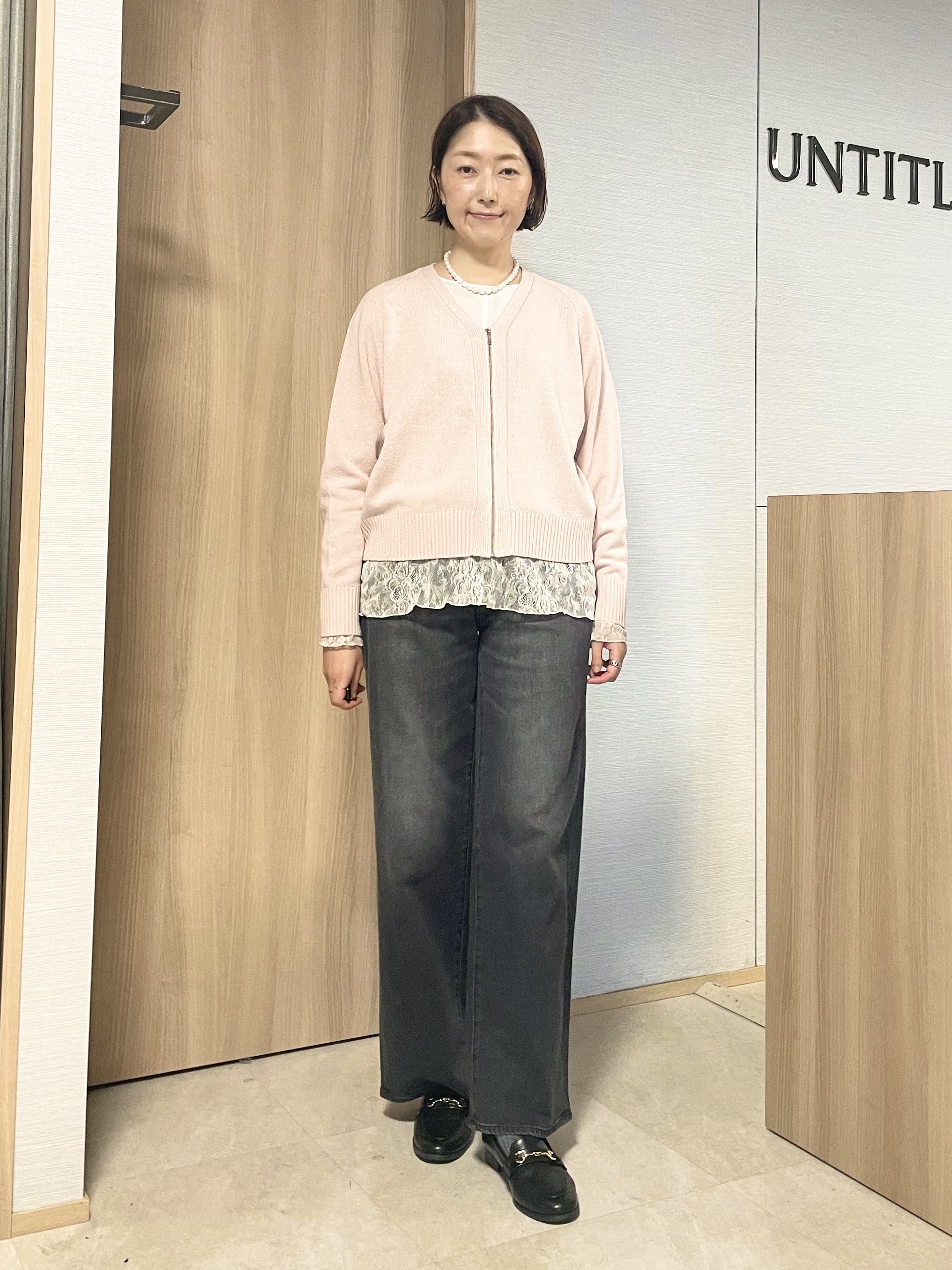 aliceさんの「UNTITLED｜【アンサンブル可/秋羽織り】杢調ジップカーディガン」を使ったコーディネート