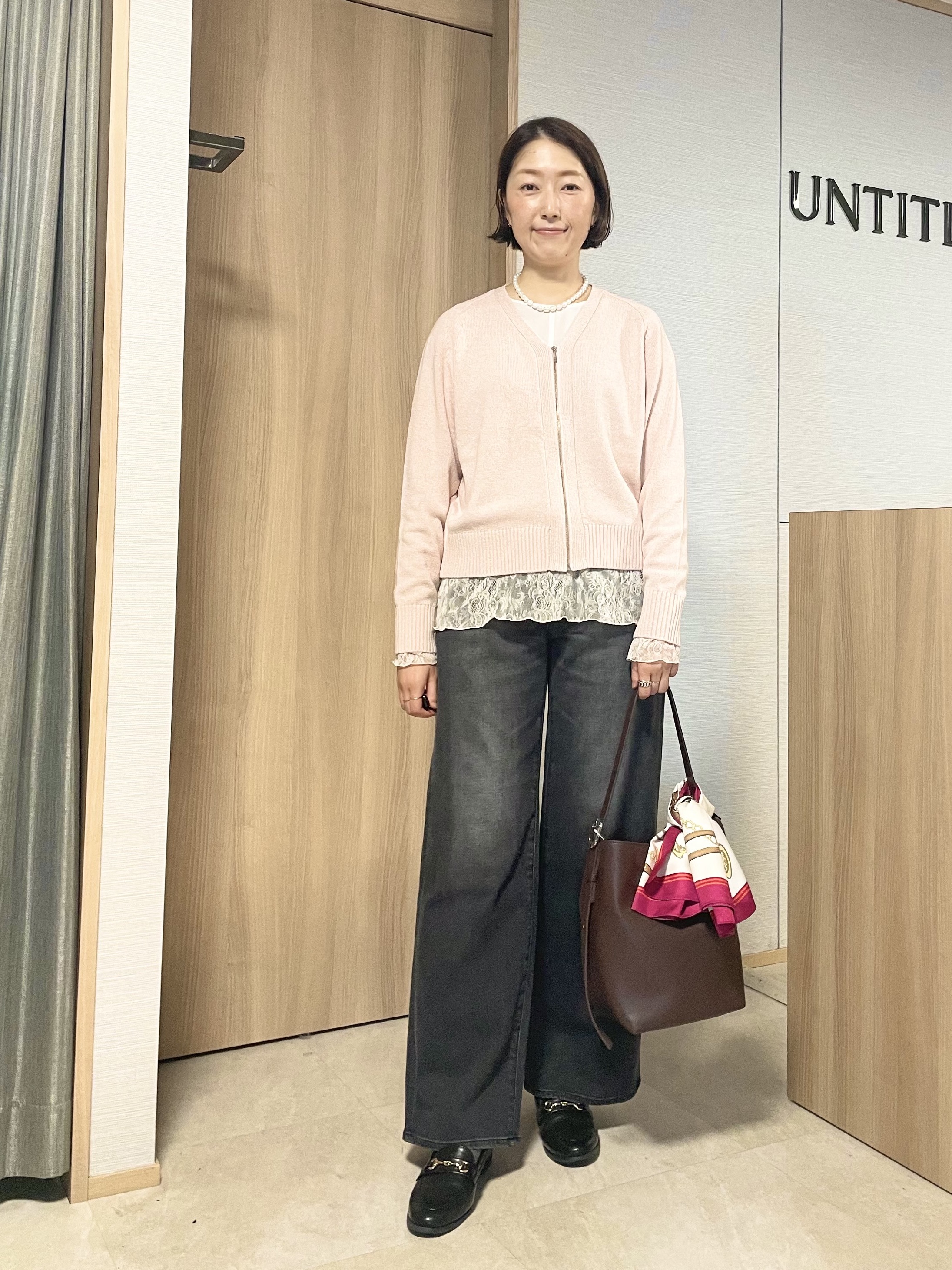 aliceさんの「UNTITLED｜【アンサンブル可/秋羽織り】杢調ジップカーディガン」を使ったコーディネート