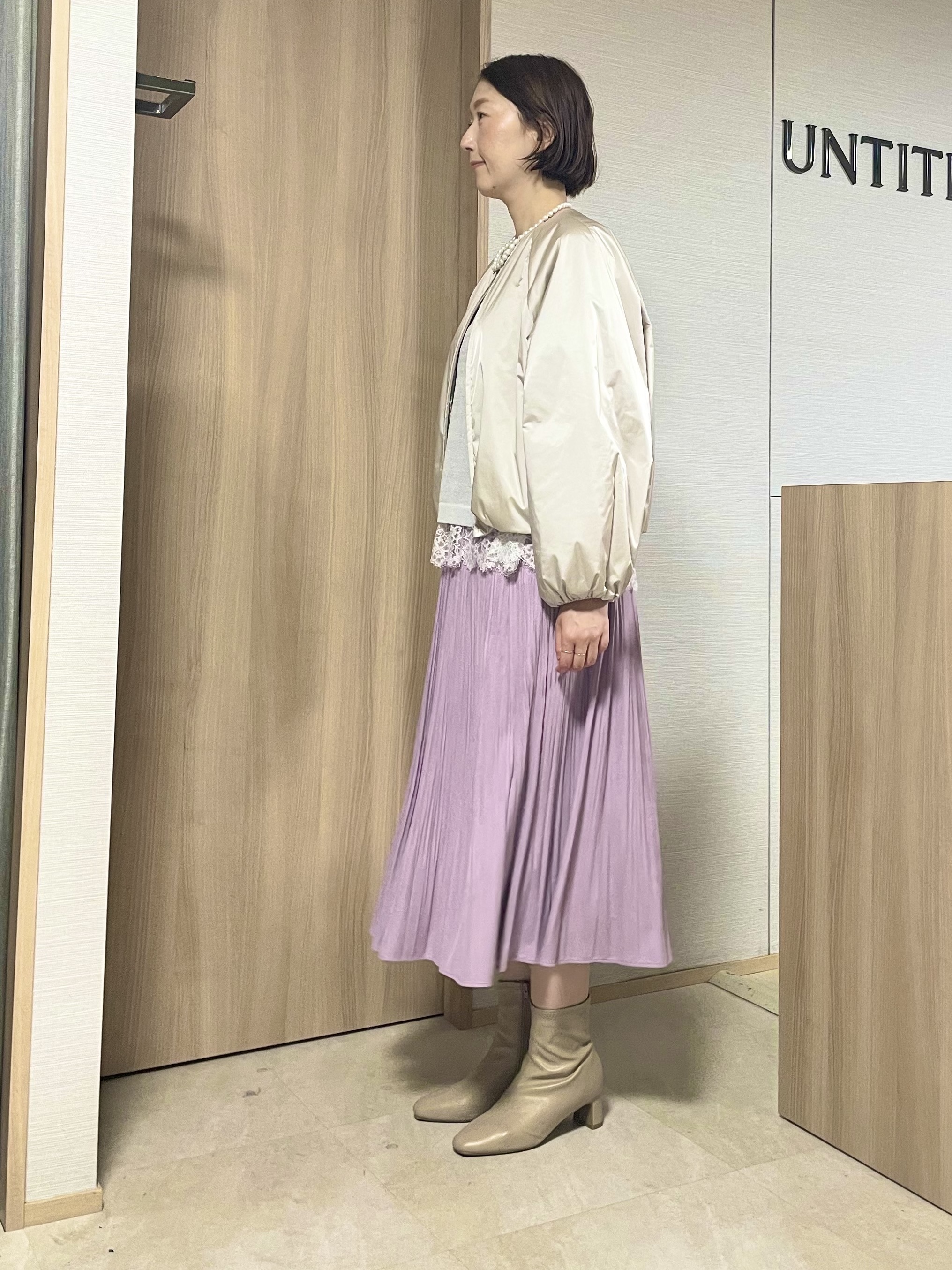 aliceさんの「UNTITLED｜【軽アウター/中綿/秋冬コート】ショートブルゾン」を使ったコーディネート