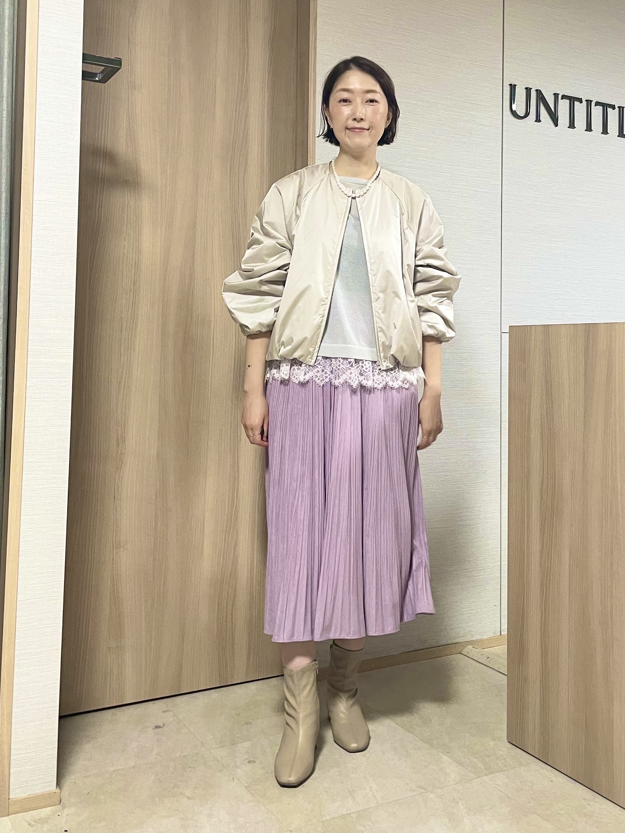 aliceさんの「UNTITLED｜【軽アウター/中綿/秋冬コート】ショートブルゾン」を使ったコーディネート