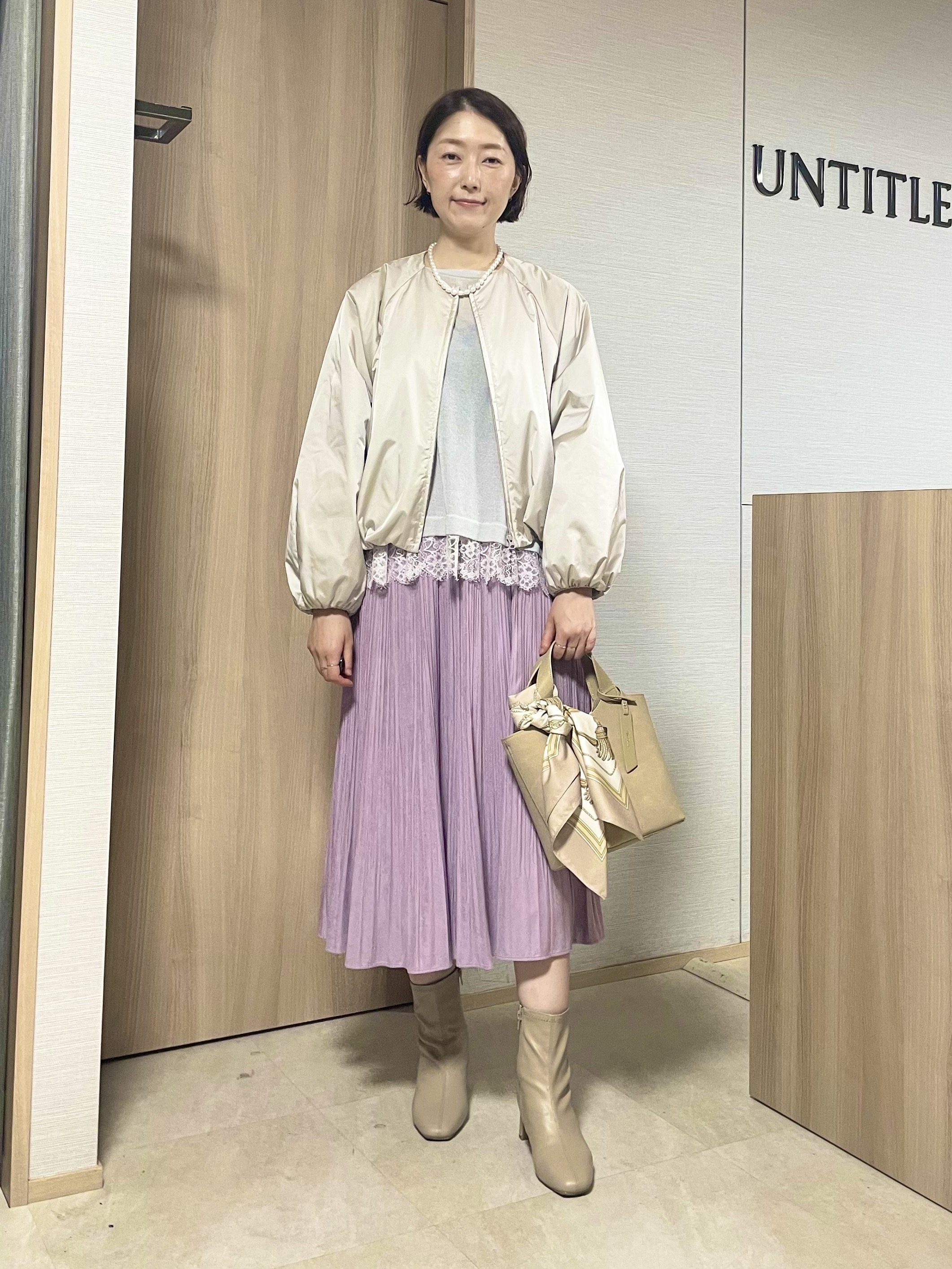 aliceさんの「UNTITLED｜【軽アウター/中綿/秋冬コート】ショートブルゾン」を使ったコーディネート
