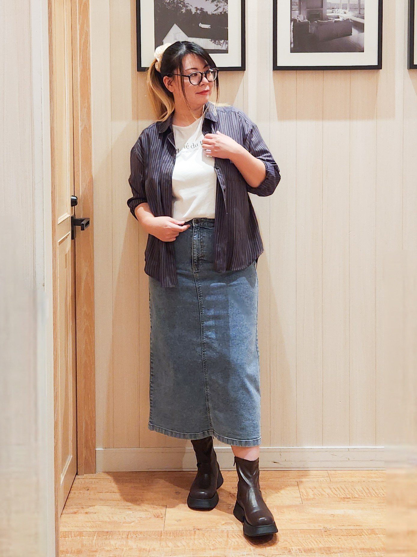 れーやんさんの「SHOO･LA･RUE｜【洗濯後しわになりにくい/S-LL】気分で選ぶ 大人のデイリー使いに ベーシックシャツ」を使ったコーディネート