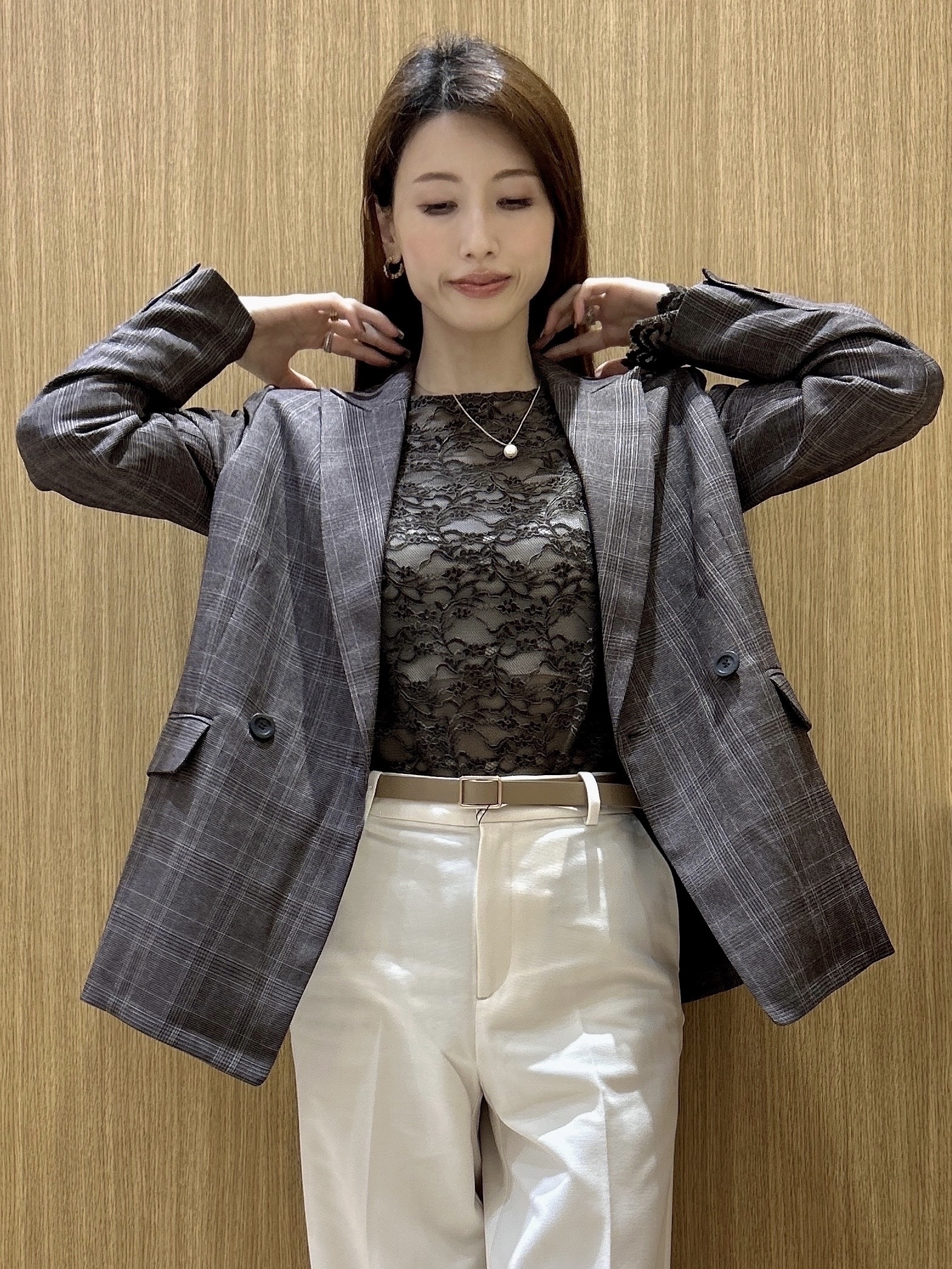 maiさんの「OPAQUE.CLIP｜ダブルブレストジャケット【洗える】」を使ったコーディネート