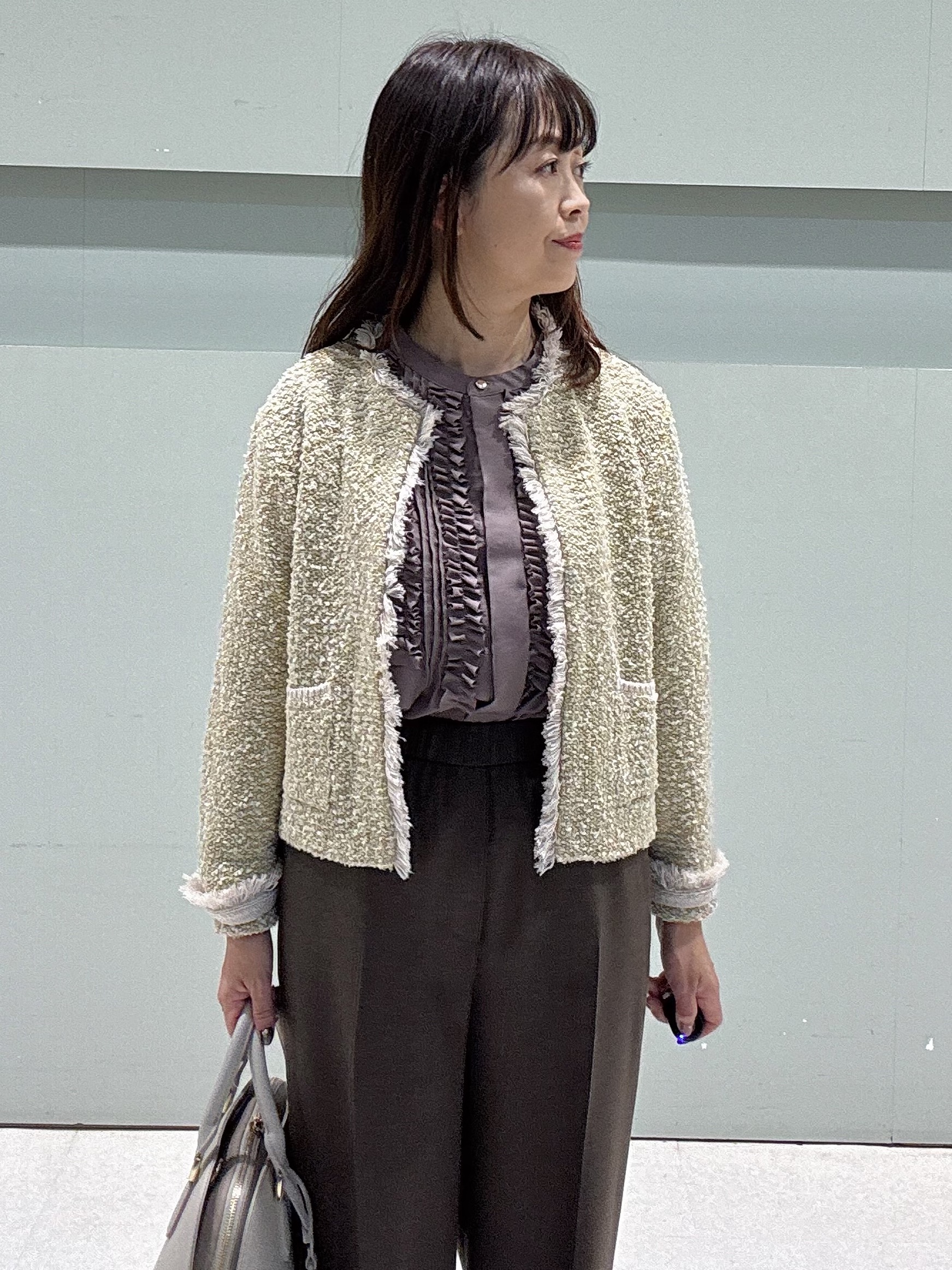 makiさんの「UNTITLED｜【ジャケットライク/秋羽織り】ファンシーヤーンツイードニットカーディガン」を使ったコーディネート