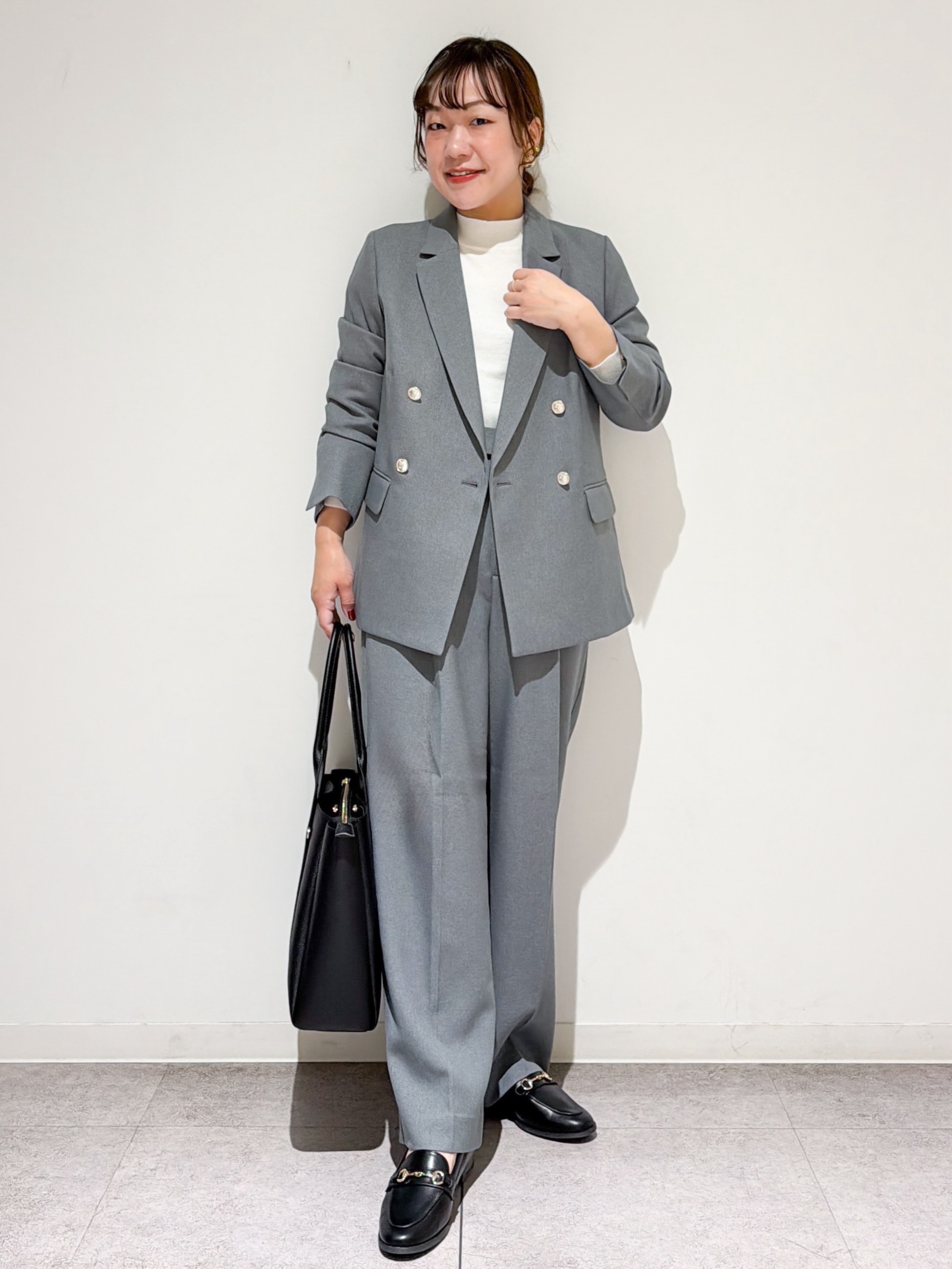 すずママさんの「OPAQUE.CLIP｜【セットアップ可】ストレッチツイルダブルブレストテーラードジャケット《洗濯機OK／防シワ》」を使ったコーディネート
