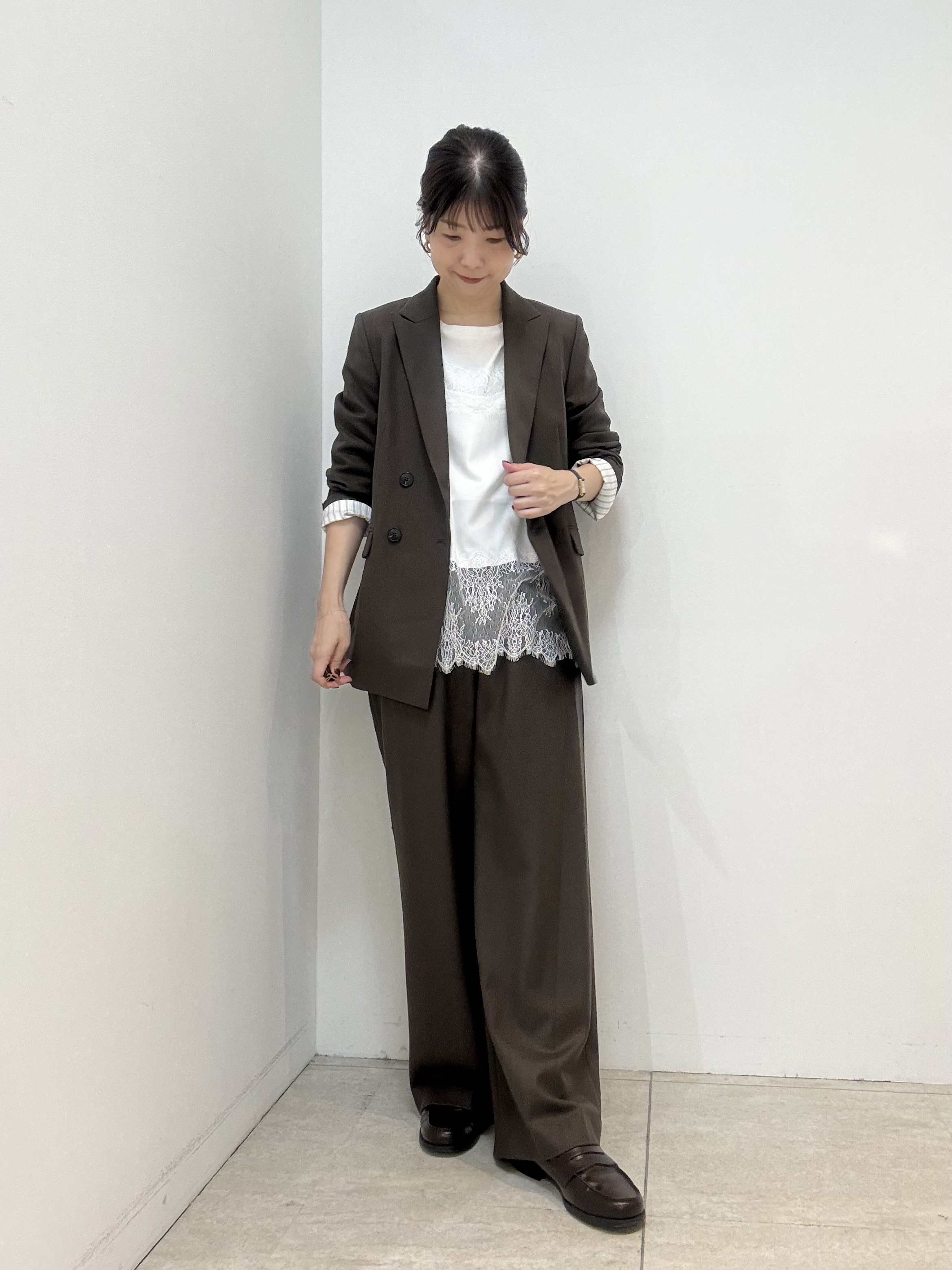 かなえさんの「UNTITLED｜【セットアップ可/秋羽織り】ウールダブルジャケット」を使ったコーディネート