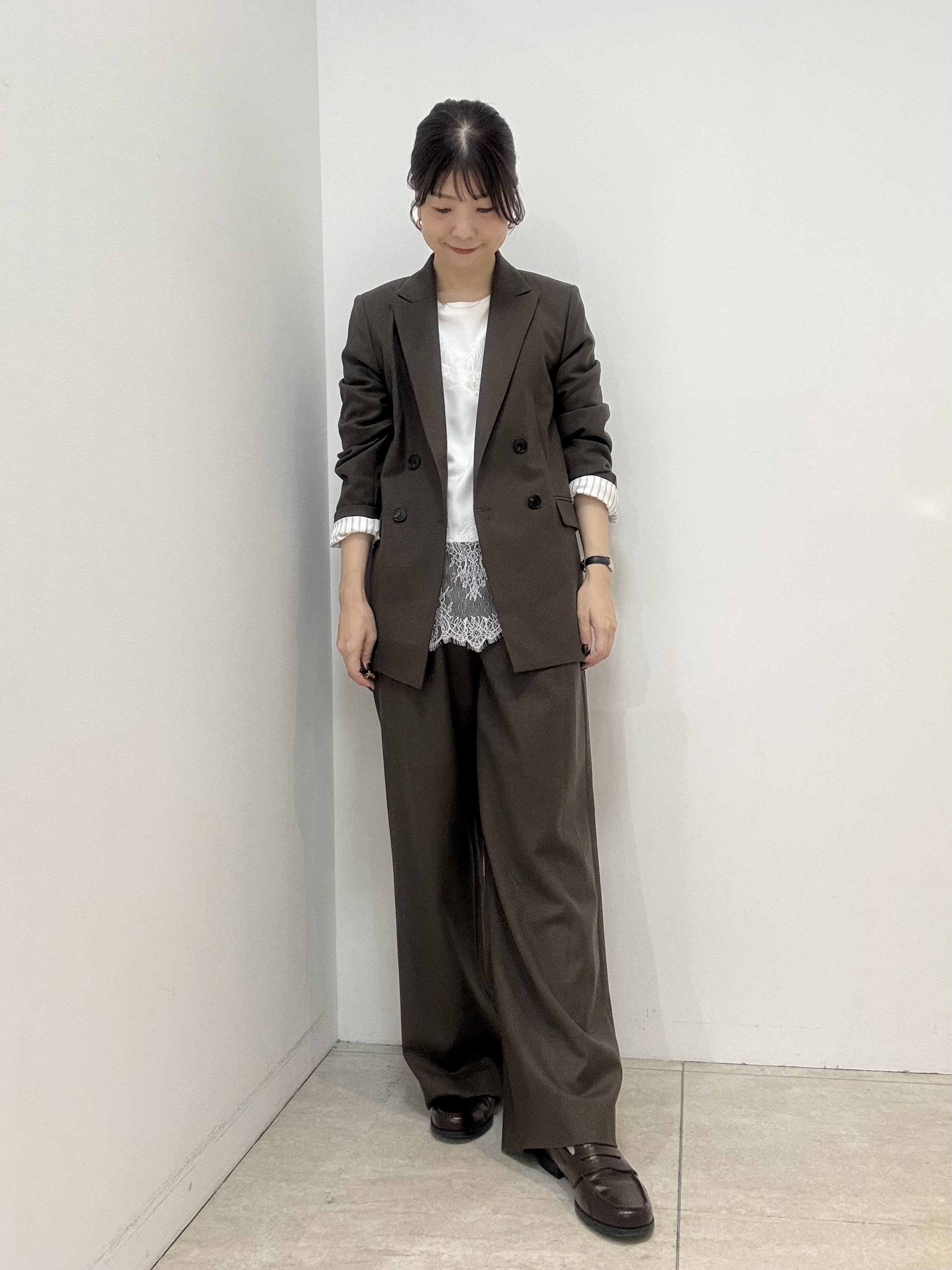 かなえさんの「UNTITLED｜【セットアップ可/秋羽織り】ウールダブルジャケット」を使ったコーディネート