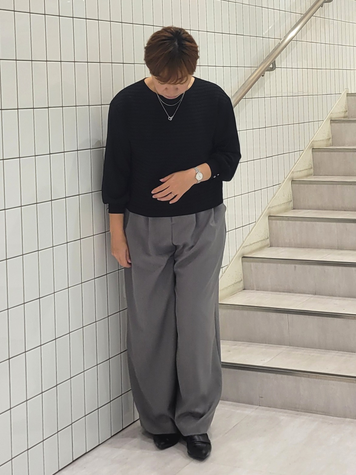 tomoさんの「COUP DE CHANCE｜【手洗い可／日本製】シアー天竺 七分袖ニット」を使ったコーディネート