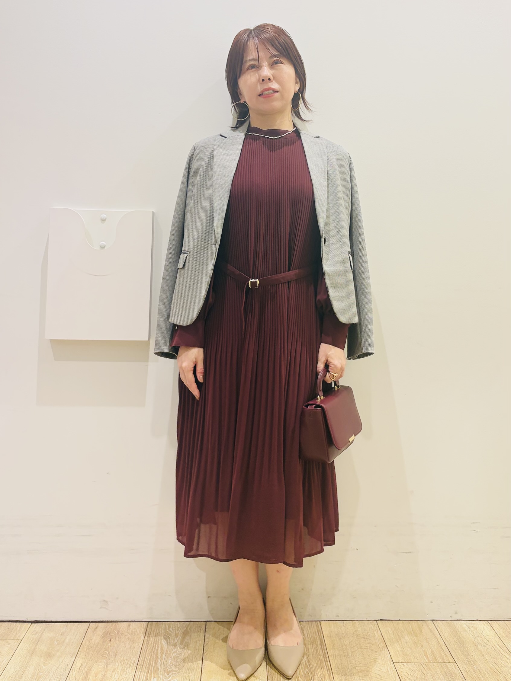 YUKOさんの「index｜【XS-3Lサイズ】ジョーゼットアソートプリーツワンピース《洗濯機OK／防シワ／イージーアイロン》」を使ったコーディネート