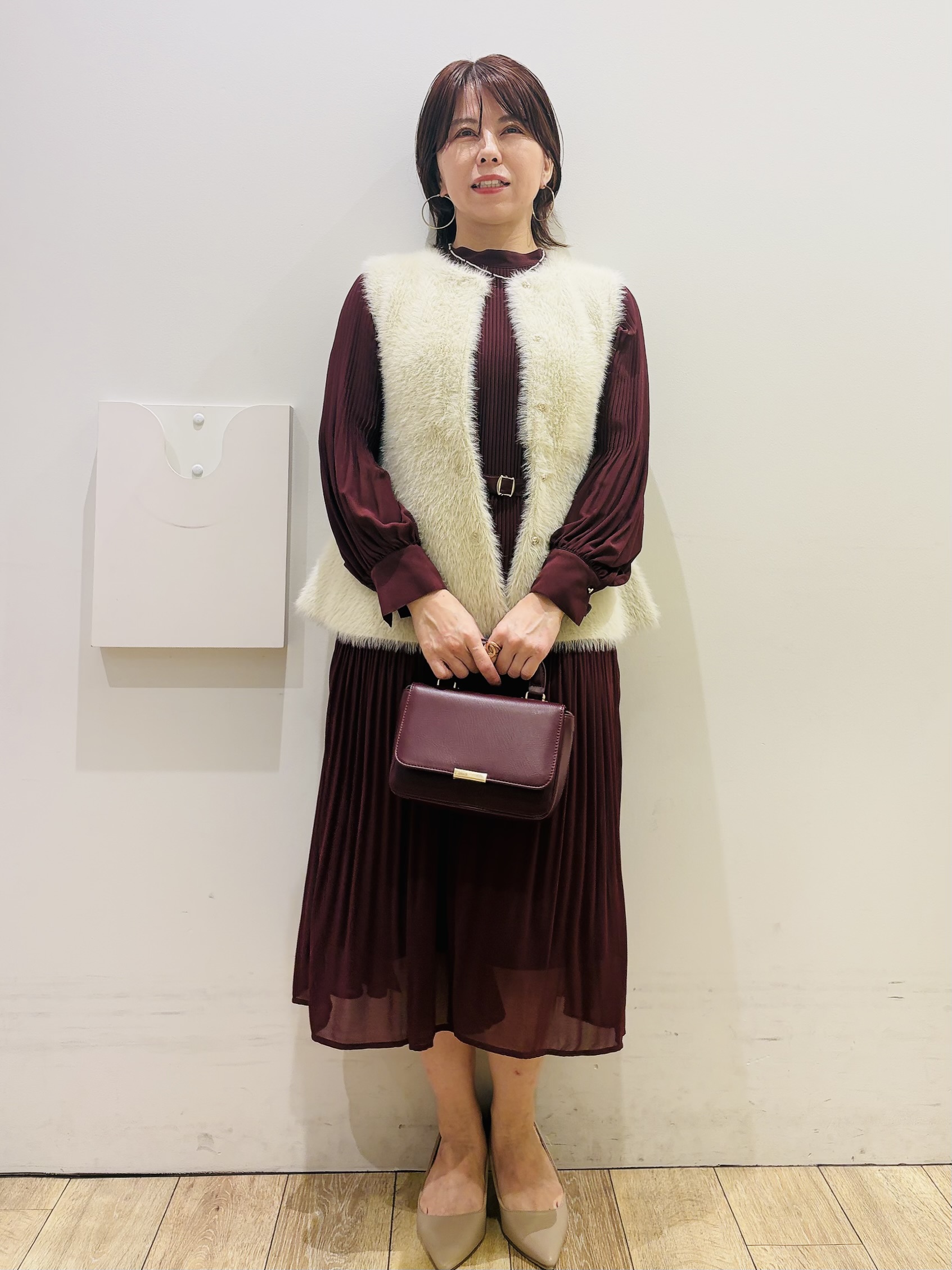 YUKOさんの「index｜【XS-3Lサイズ】ジョーゼットアソートプリーツワンピース《洗濯機OK／防シワ／イージーアイロン》」を使ったコーディネート