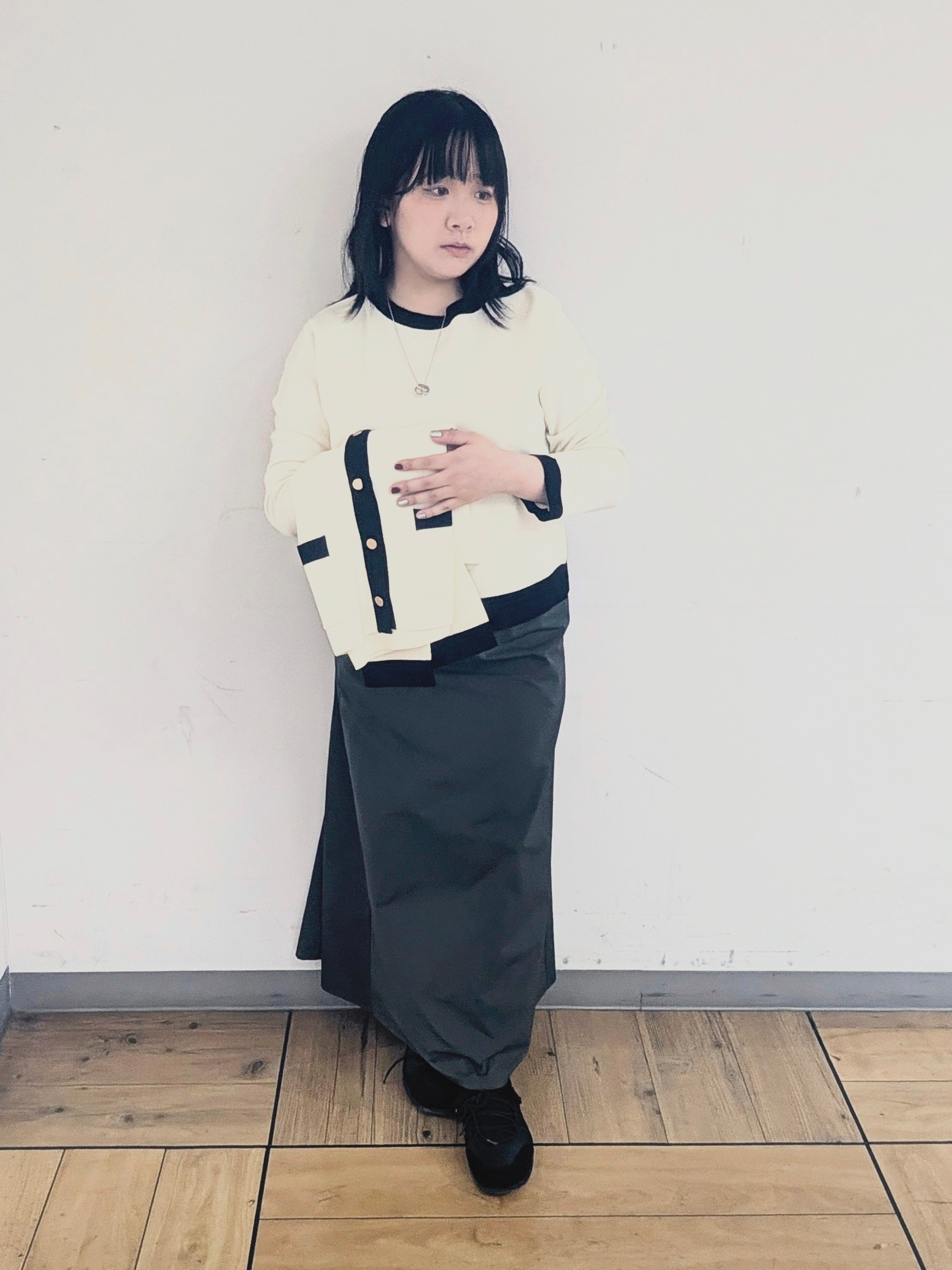 Mizukiさんの「UNTITLED｜【アンサンブル可/ジャケットライク】モールラインカーディガン」を使ったコーディネート