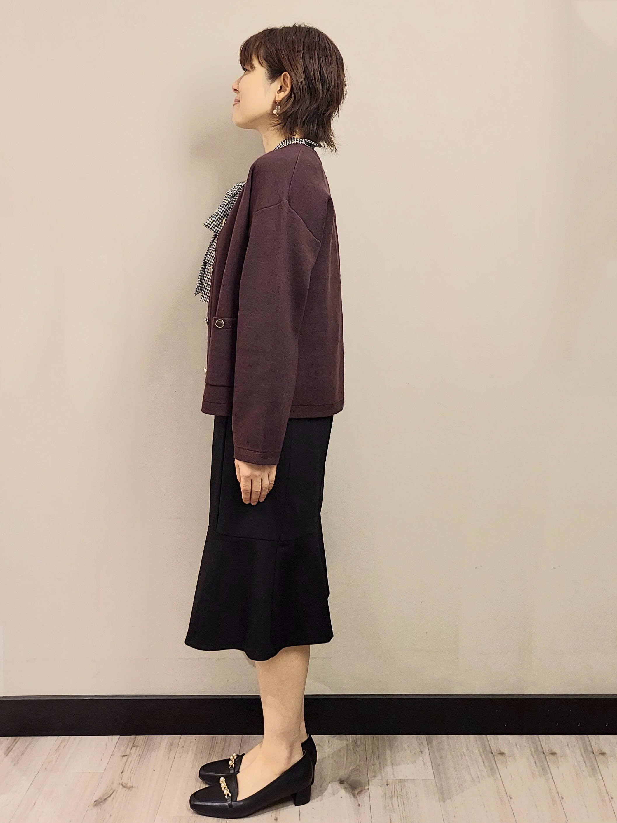 MAKIさんの「index｜【セットアップ可】ノーカラーミドルコーディガン《洗濯機OK》」を使ったコーディネート