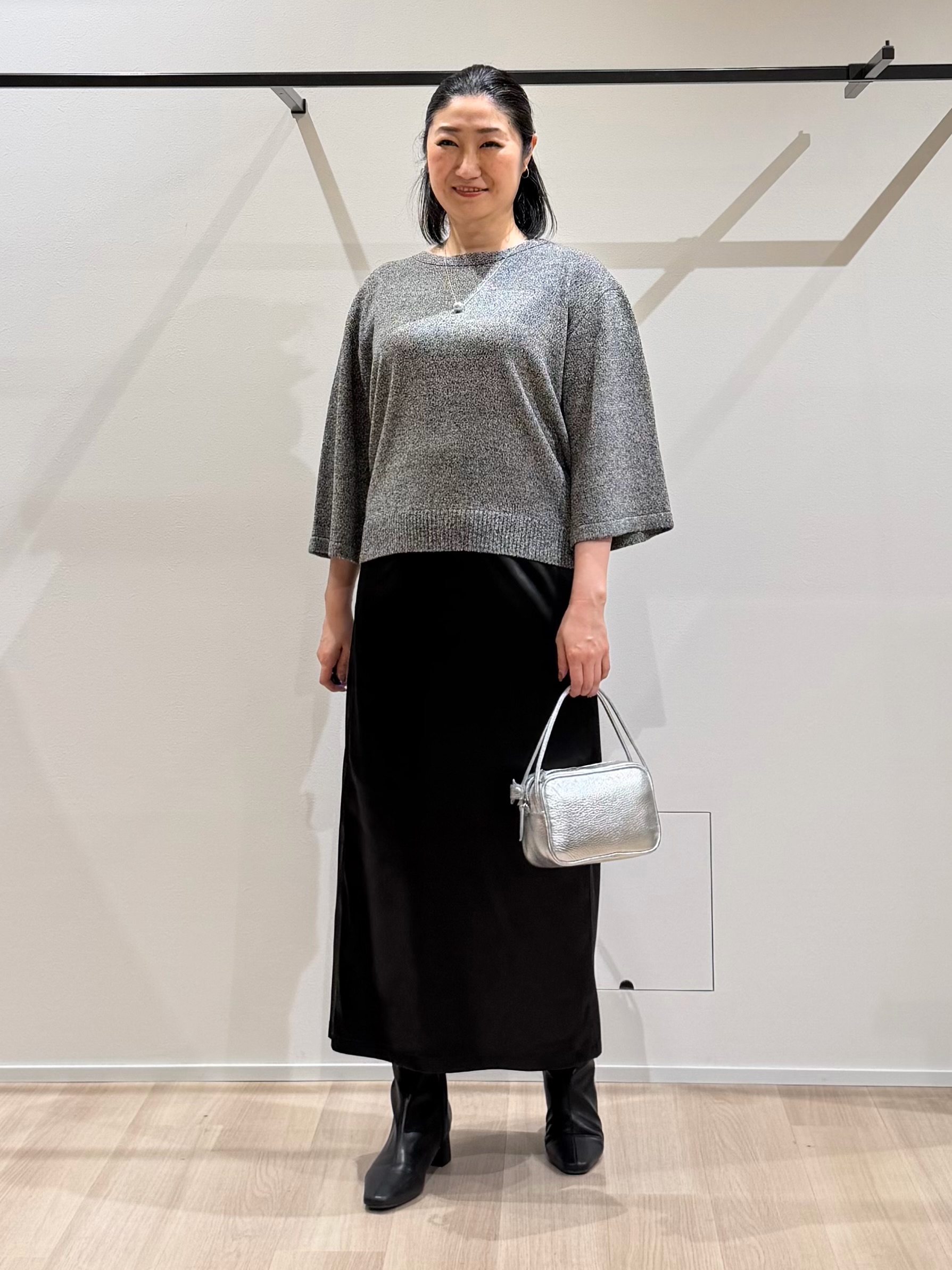 TOMOMIさんの「UNTITLED｜【アンサンブル可/手洗い可】杢調プルオーバーニット」を使ったコーディネート