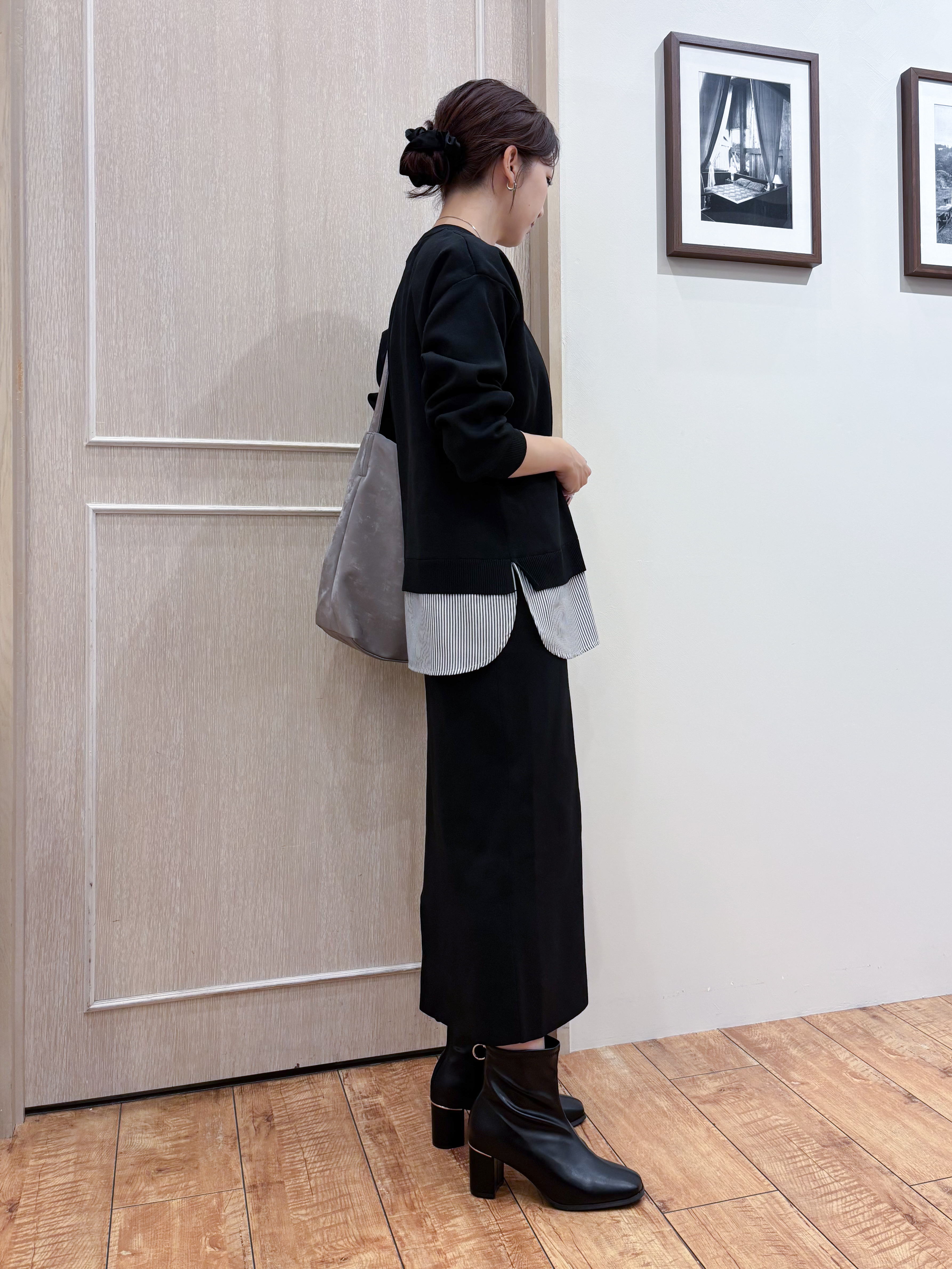 なみさんの「SHOO･LA･RUE｜【S-LL】着るだけできまる シャツレイヤード風 スポンディッシュニット」を使ったコーディネート