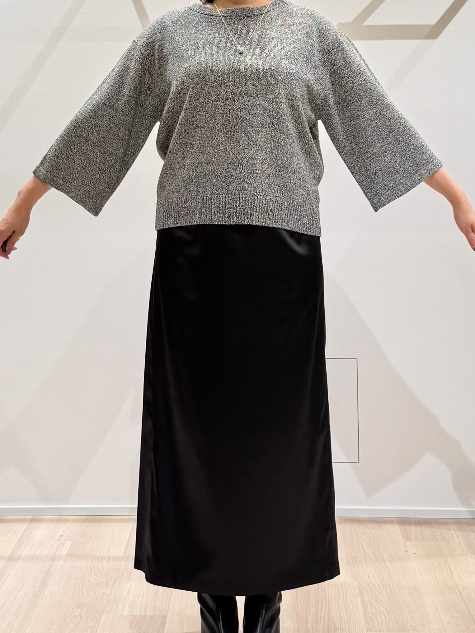 TOMOMIさんの「UNTITLED｜【アンサンブル可/手洗い可】杢調プルオーバーニット」を使ったコーディネート