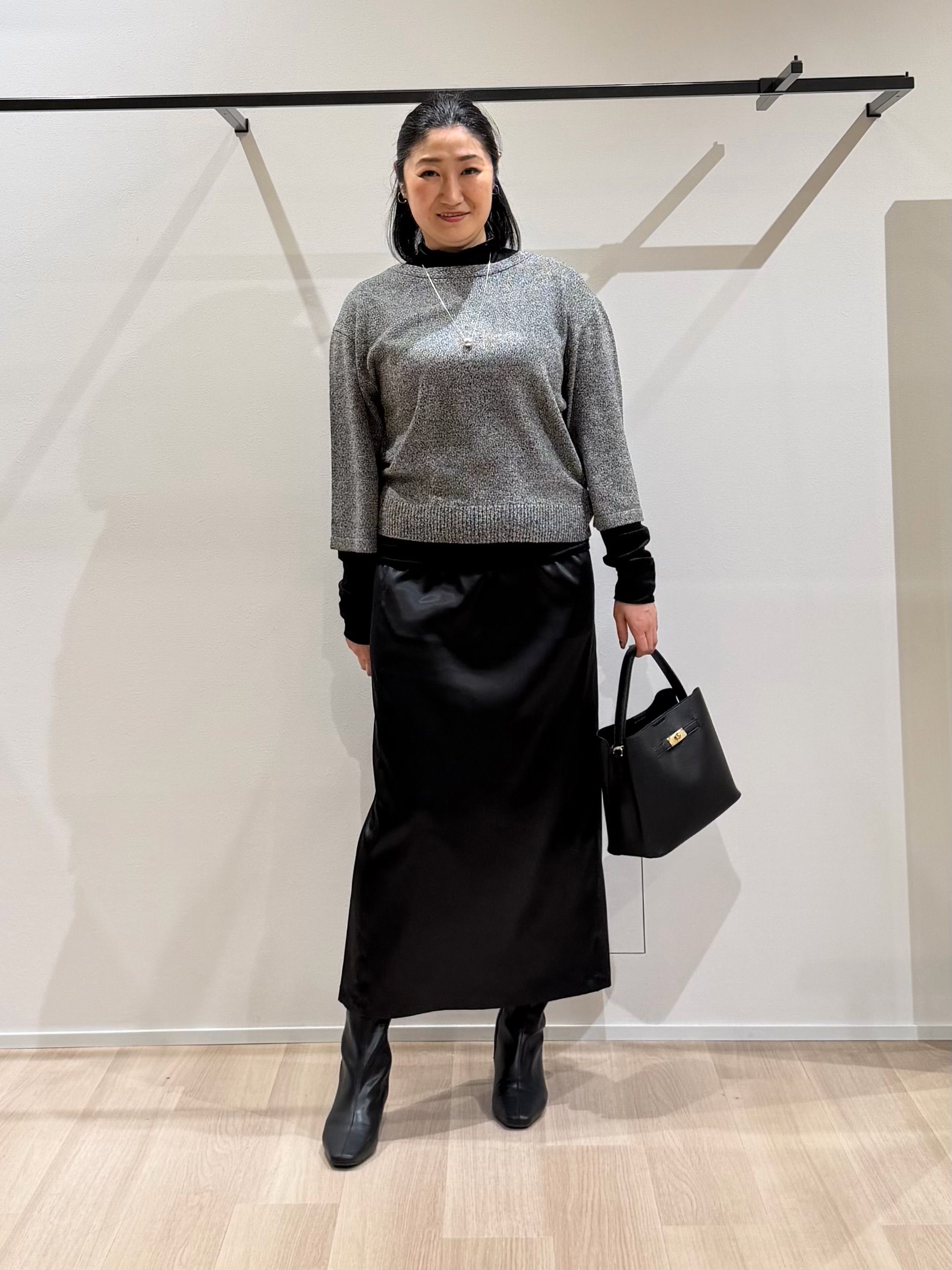 TOMOMIさんの「UNTITLED｜【アンサンブル可/手洗い可】杢調プルオーバーニット」を使ったコーディネート