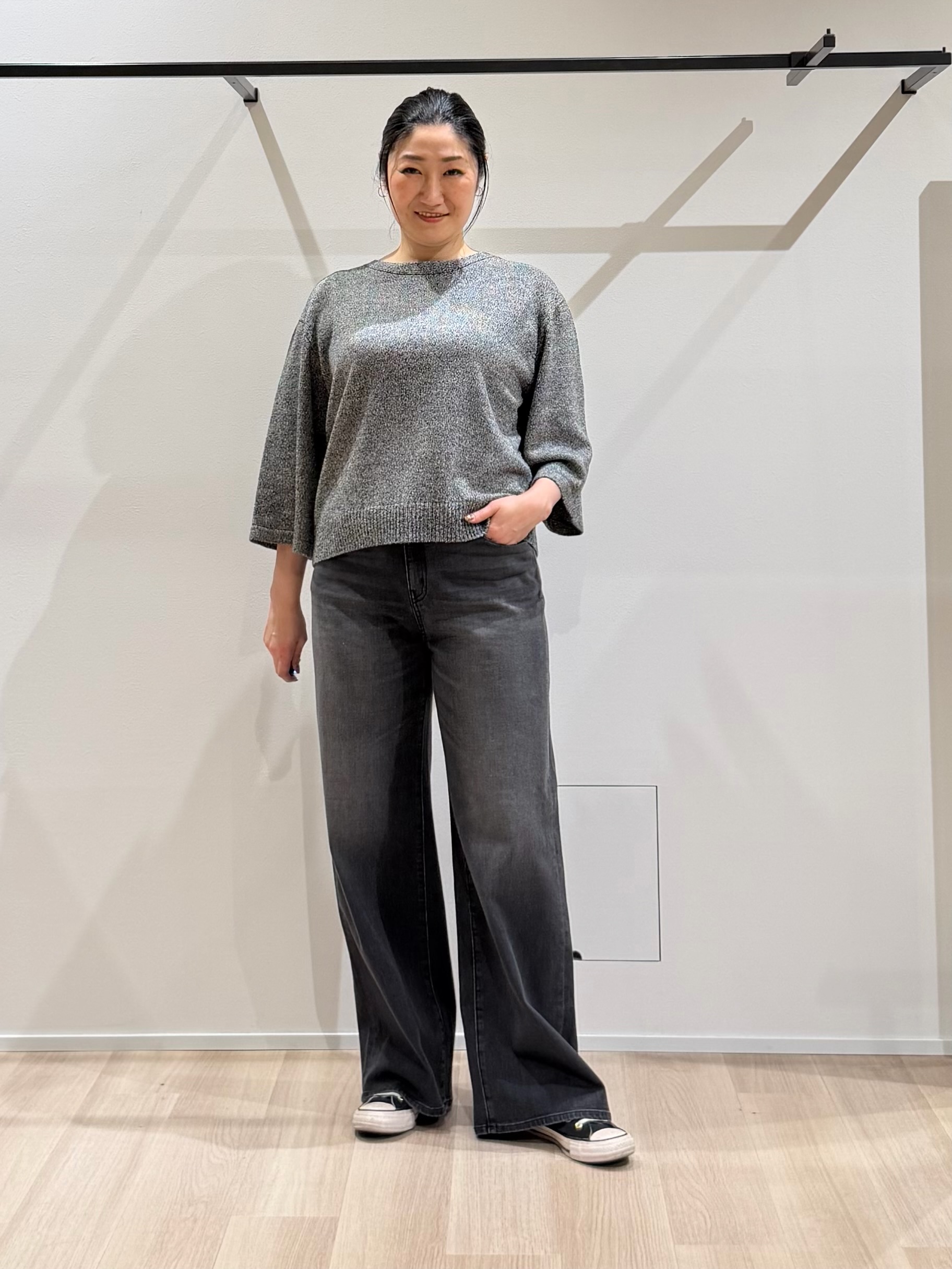 TOMOMIさんの「UNTITLED｜【アンサンブル可/手洗い可】杢調プルオーバーニット」を使ったコーディネート