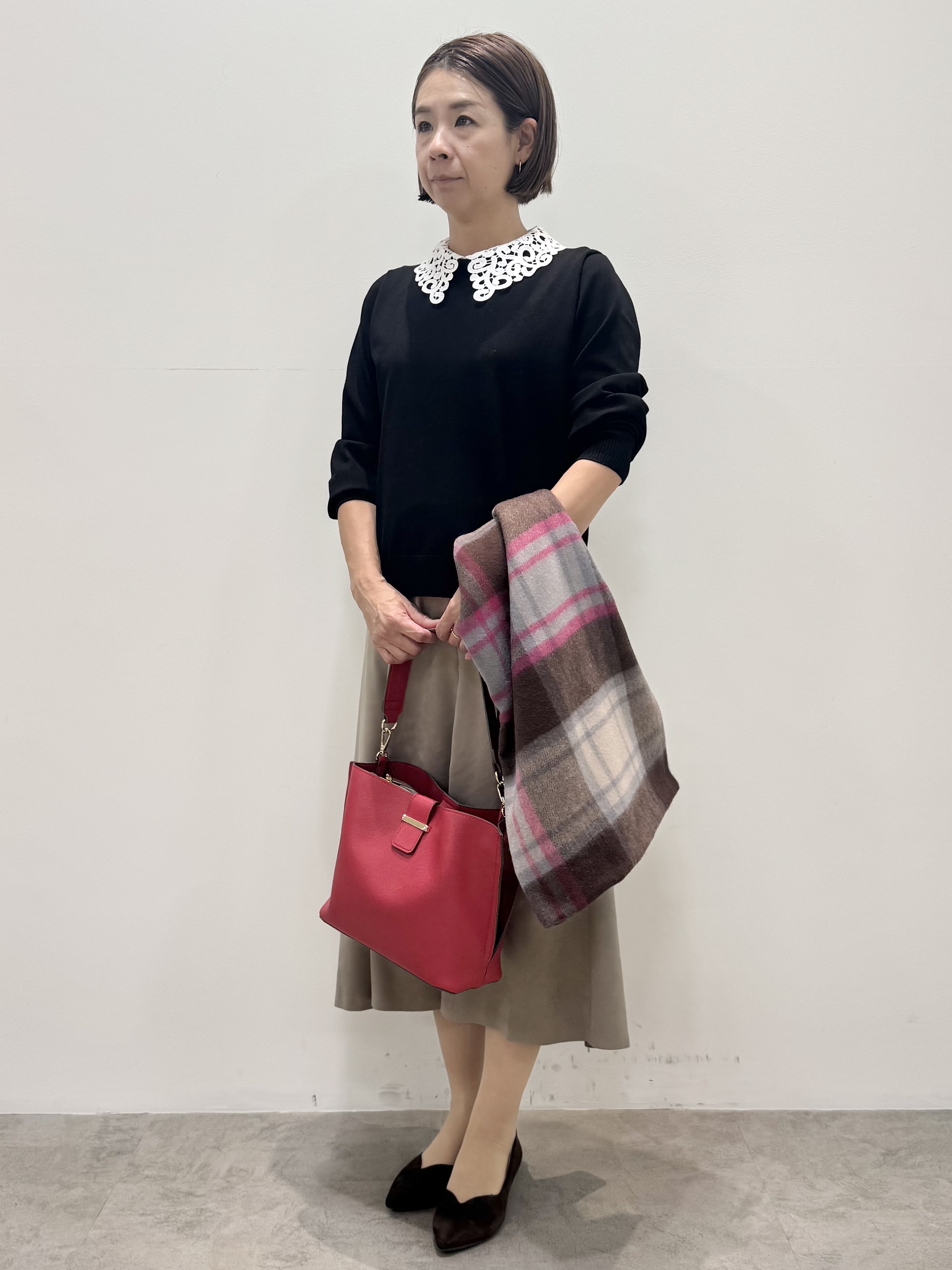 koyaさんの「Reflect｜【付け衿】レース衿付きストレッチニット」を使ったコーディネート