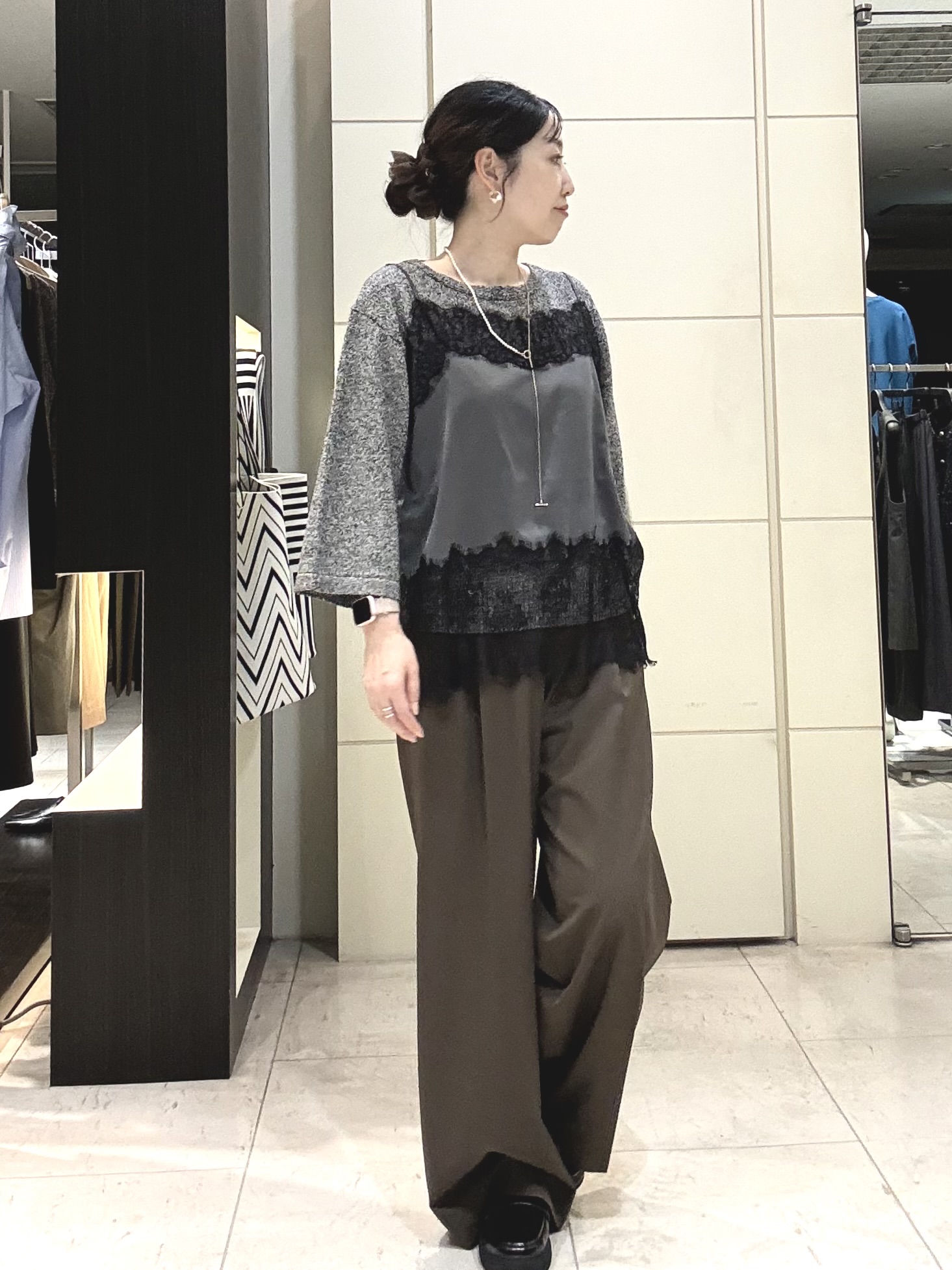 mori.さんの「UNTITLED｜【アンサンブル可/手洗い可】杢調プルオーバーニット」を使ったコーディネート