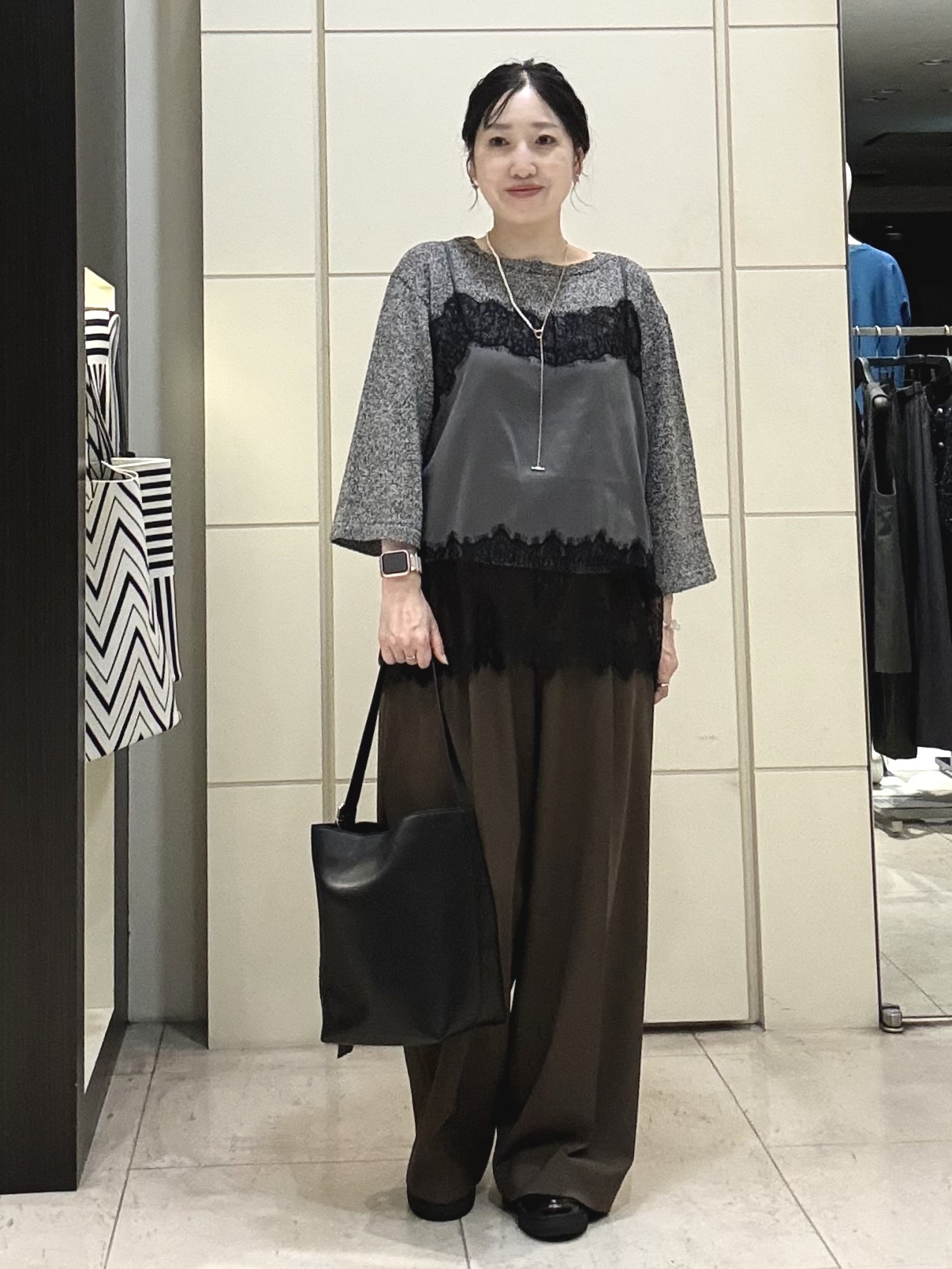 mori.さんの「UNTITLED｜【アンサンブル可/手洗い可】杢調プルオーバーニット」を使ったコーディネート