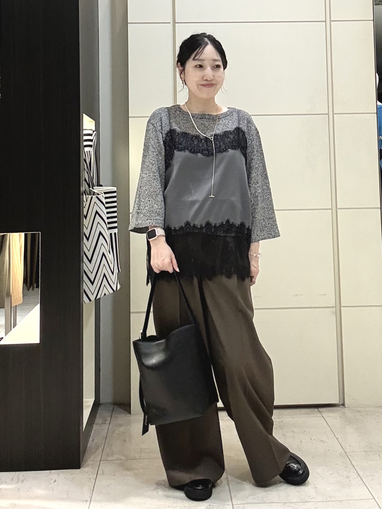 mori.さんの「UNTITLED｜【アンサンブル可/手洗い可】杢調プルオーバーニット」を使ったコーディネート