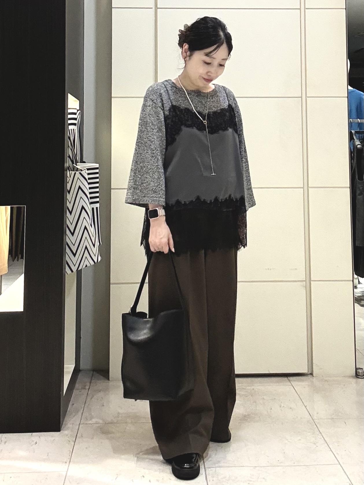 mori.さんの「UNTITLED｜【アンサンブル可/手洗い可】杢調プルオーバーニット」を使ったコーディネート