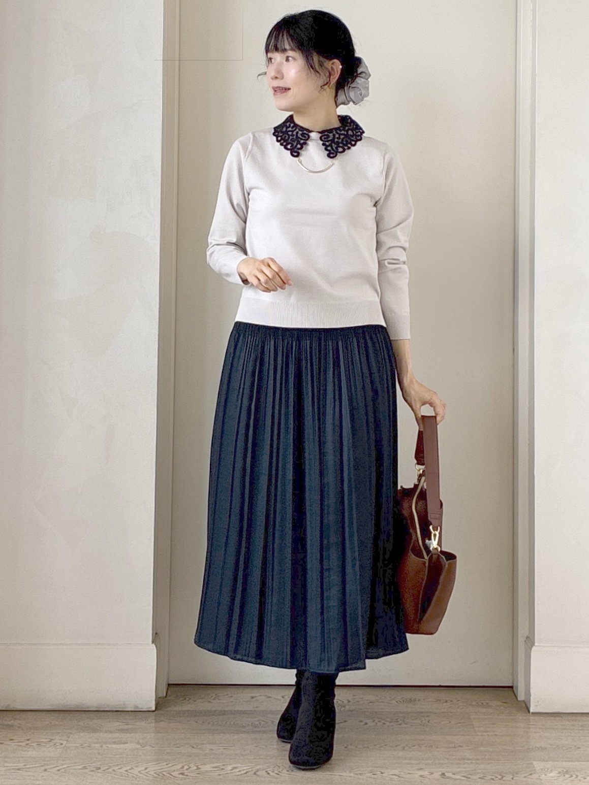  beni_gingerさんの「Reflect｜【付け衿】レース衿付きストレッチニット」を使ったコーディネート