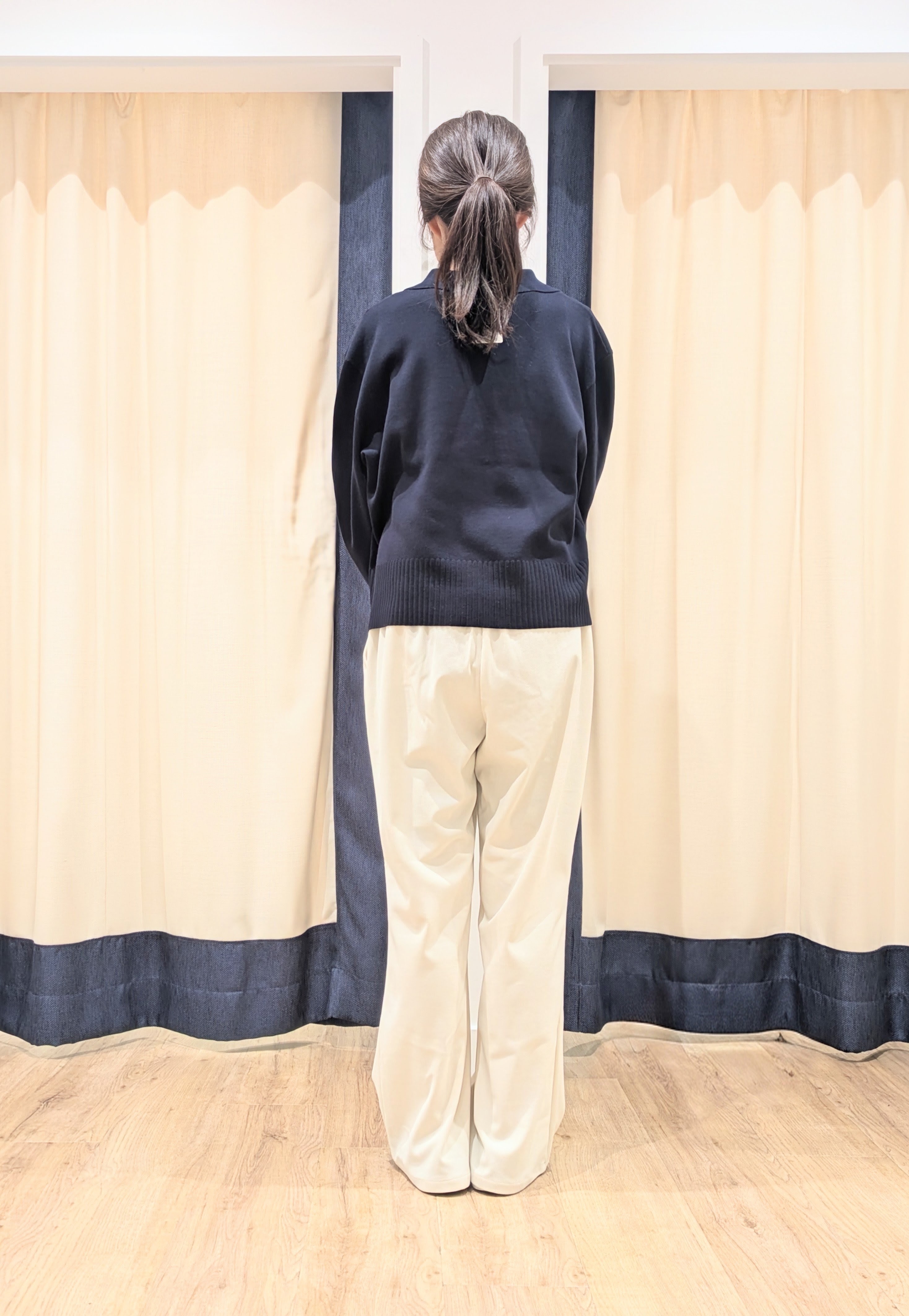 keikoさんの「Dessin｜【洗濯機OK】抜け感スキッパーポロニット」を使ったコーディネート