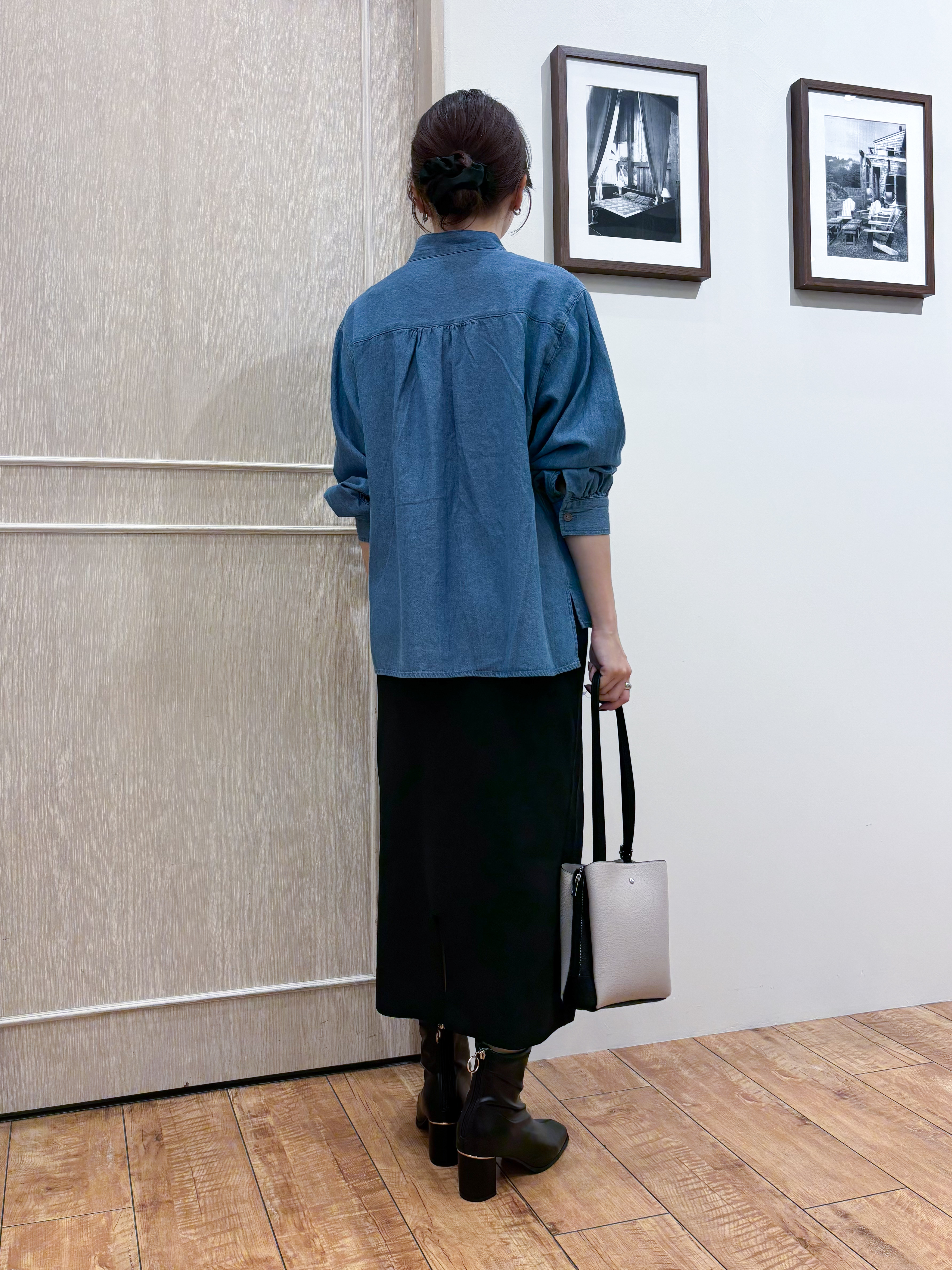 なみさんの「SHOO･LA･RUE｜【S-LL/洗濯機可】華やぐデニムボウタイリボンシャツ」を使ったコーディネート