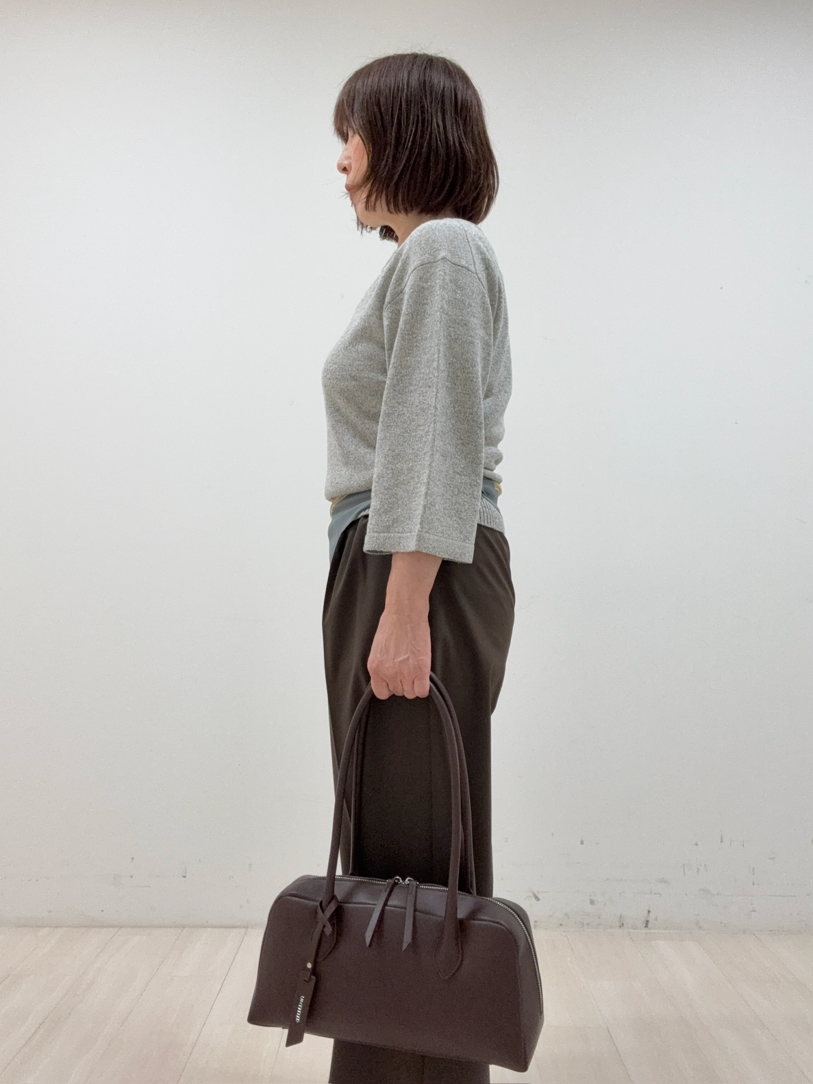 まつさんの「UNTITLED｜【アンサンブル可/手洗い可】杢調プルオーバーニット」を使ったコーディネート