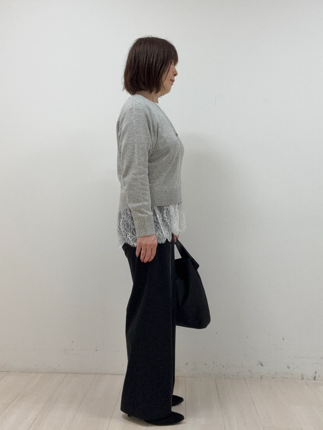 まつさんの「UNTITLED｜【アンサンブル可/秋羽織り】杢調ジップカーディガン」を使ったコーディネート