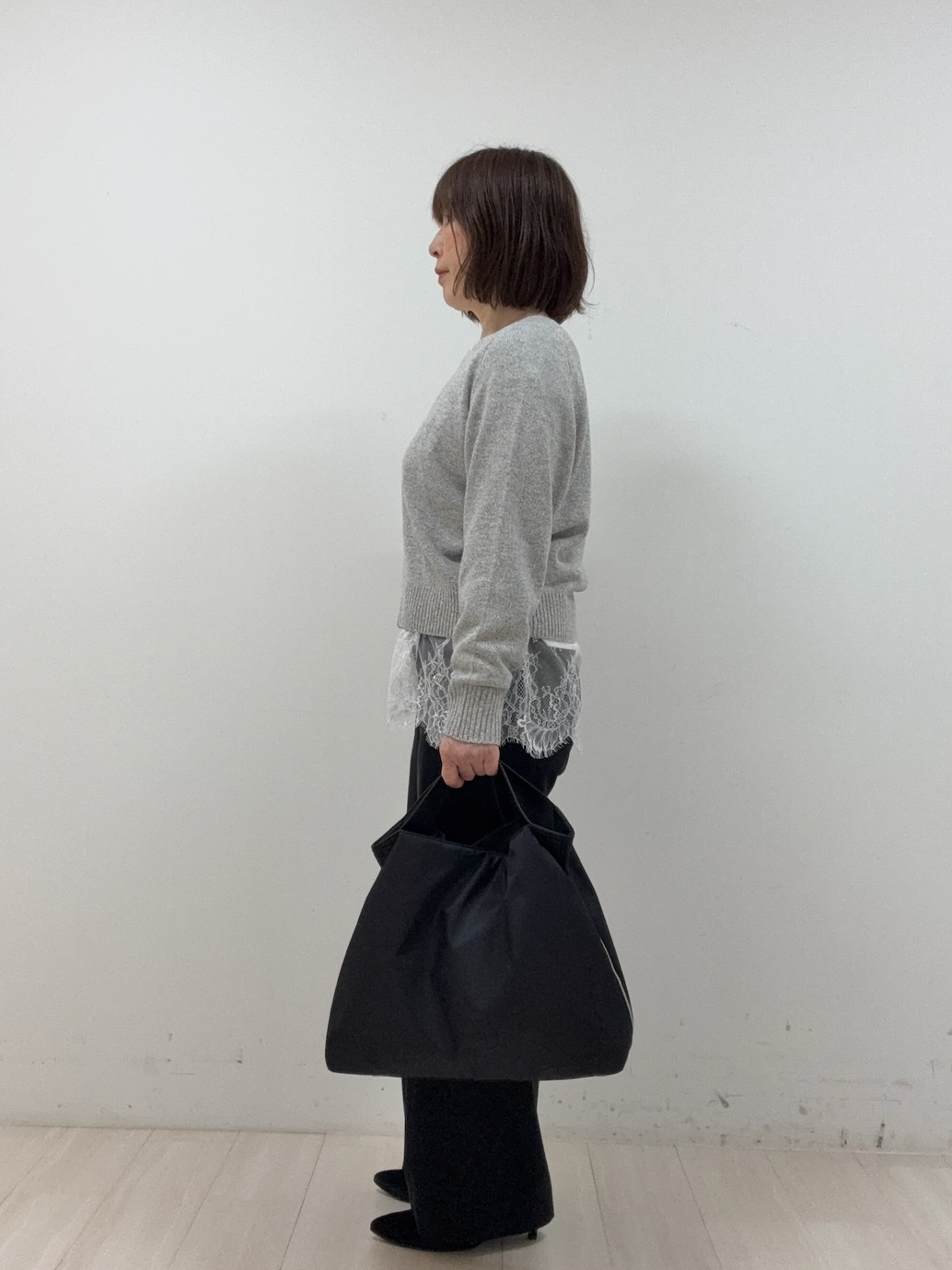 まつさんの「UNTITLED｜【アンサンブル可/秋羽織り】杢調ジップカーディガン」を使ったコーディネート