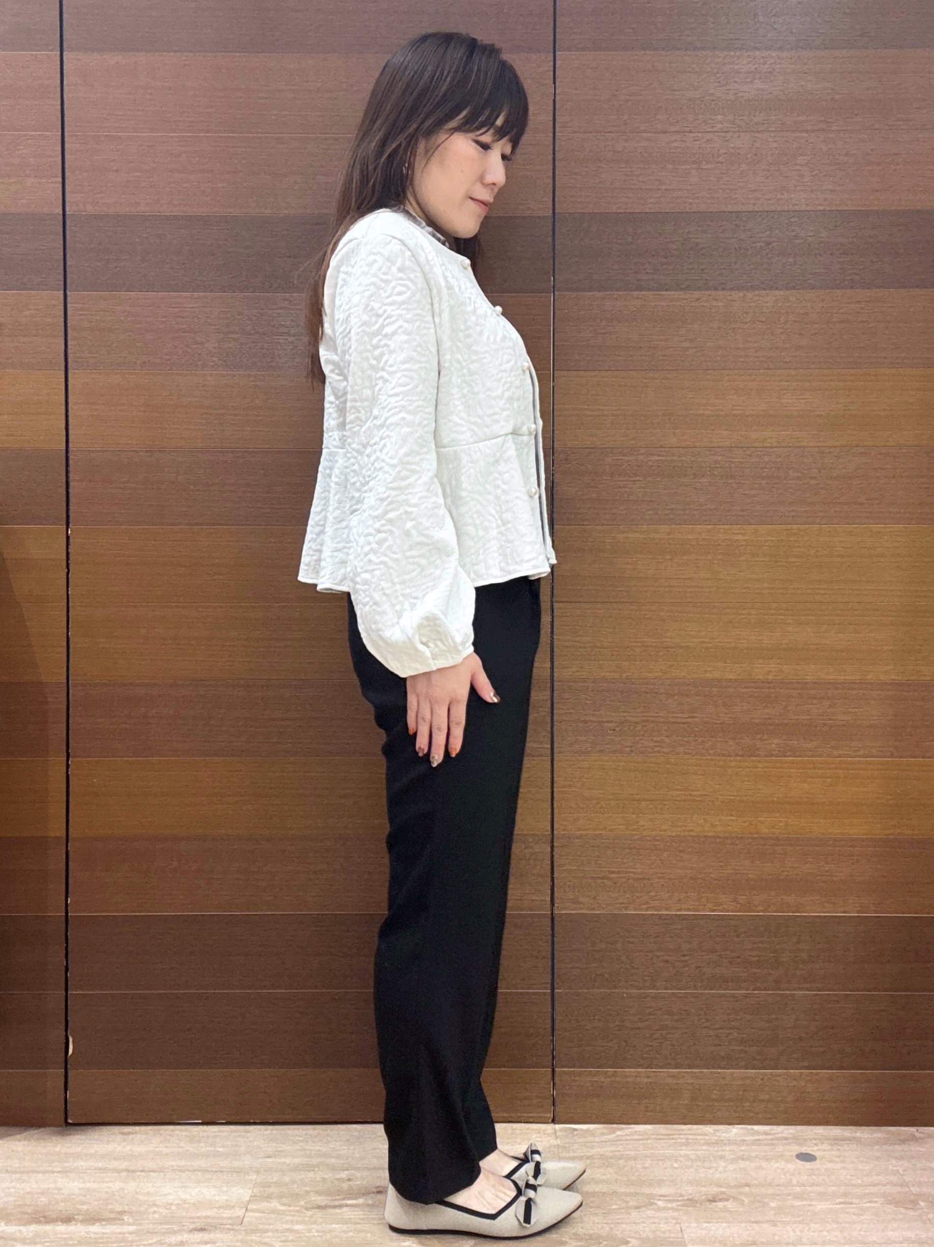 maichiさんの「OPAQUE.CLIP｜ジャカードノーカラーブルゾン【洗濯機OK】」を使ったコーディネート