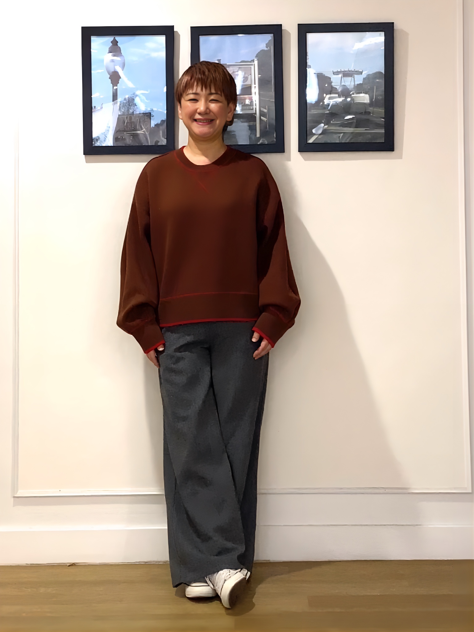 Hiroさんの「Dessin｜【2WAY/洗濯機OK/XS-L】配色リバーシブル コットンジャカード クルーネックニット」を使ったコーディネート