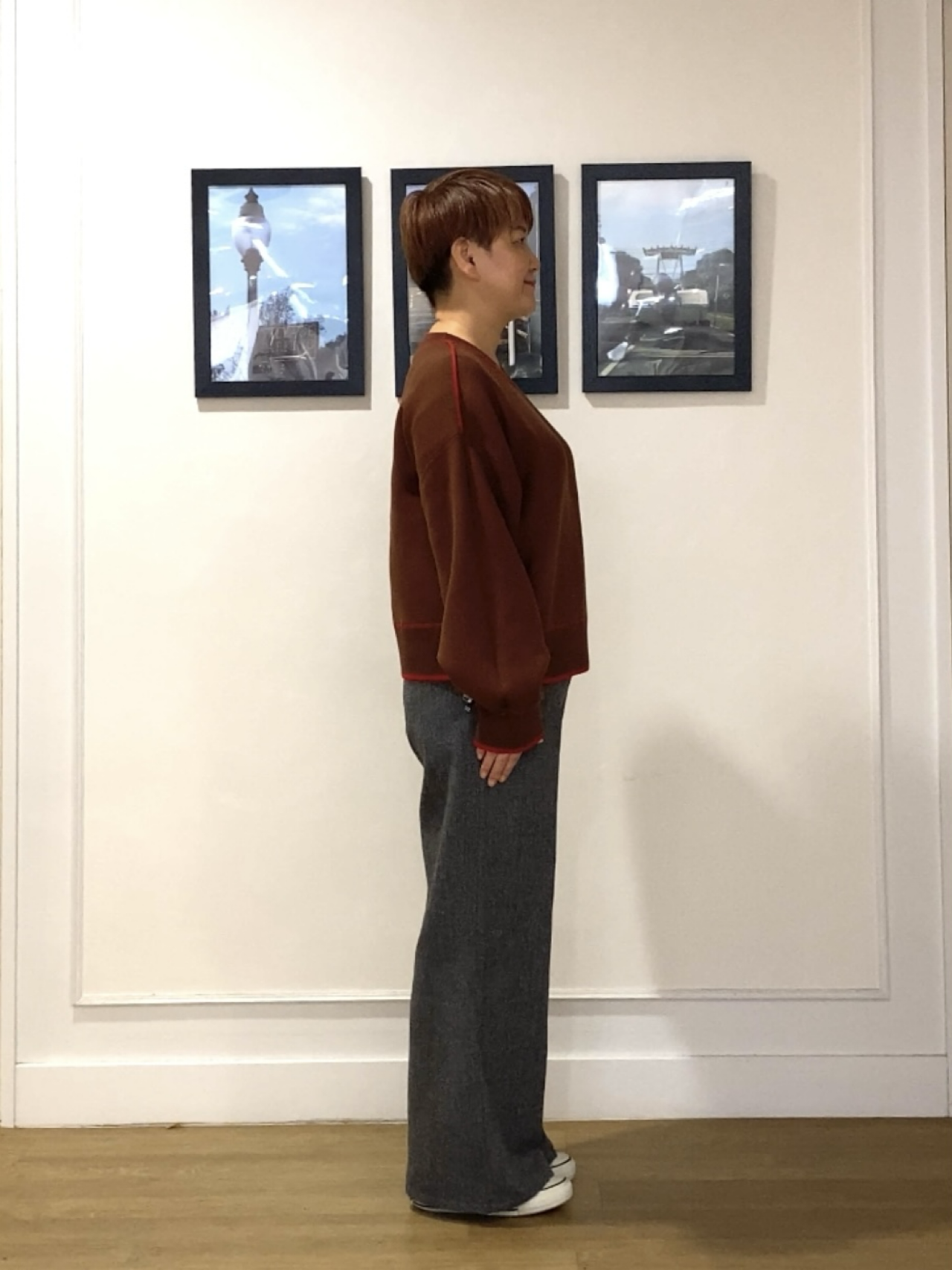 Hiroさんの「Dessin｜【2WAY/洗濯機OK/XS-L】配色リバーシブル コットンジャカード クルーネックニット」を使ったコーディネート