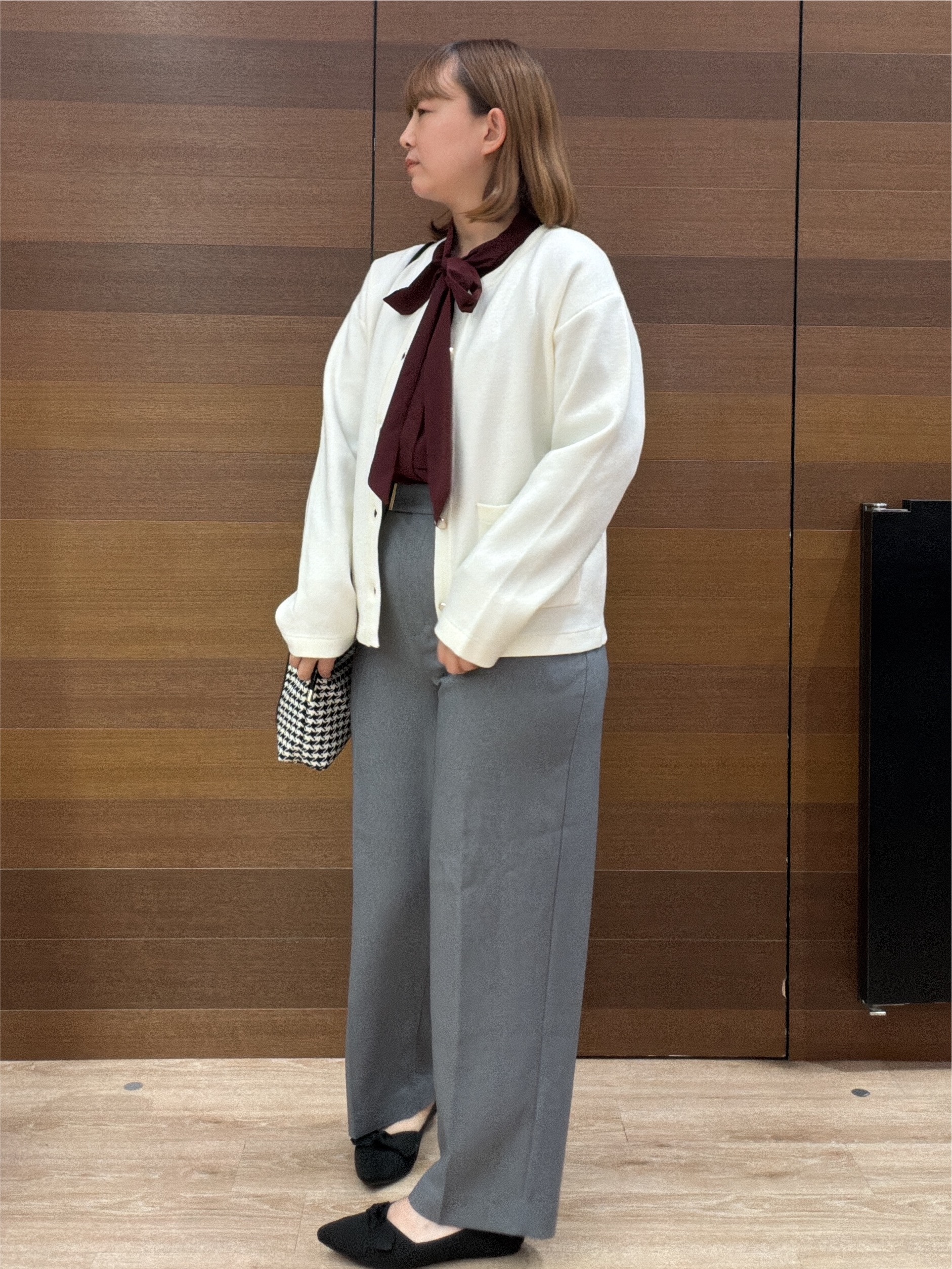 yumeさんの「OPAQUE.CLIP｜【セットアップ可】ノーカラーミドルコーディガン《洗濯機OK》」を使ったコーディネート