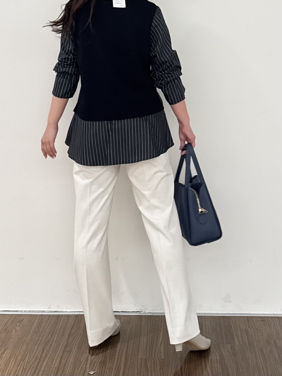 いくみさんの「INDIVI｜【洗える／1枚でコーデ完成】重ね着風ニットトップス」を使ったコーディネート